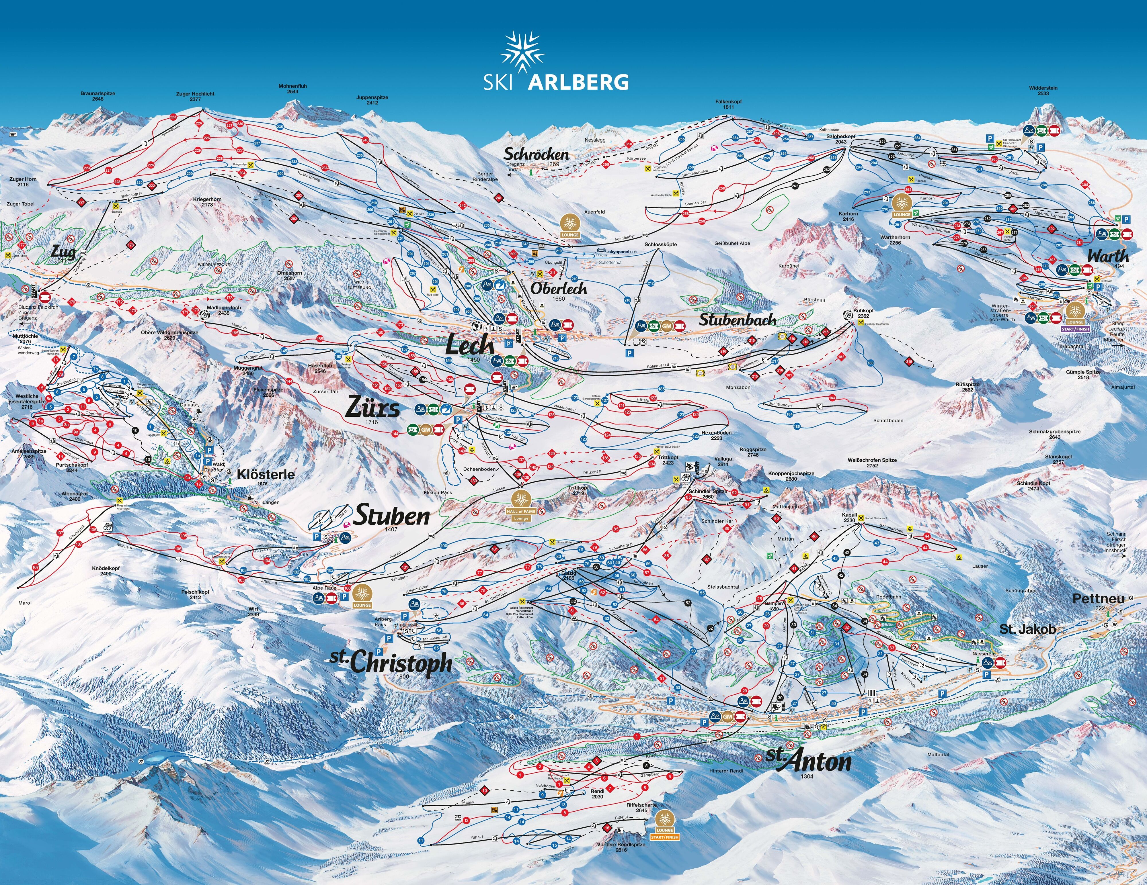 Ski Arlberg ski area map