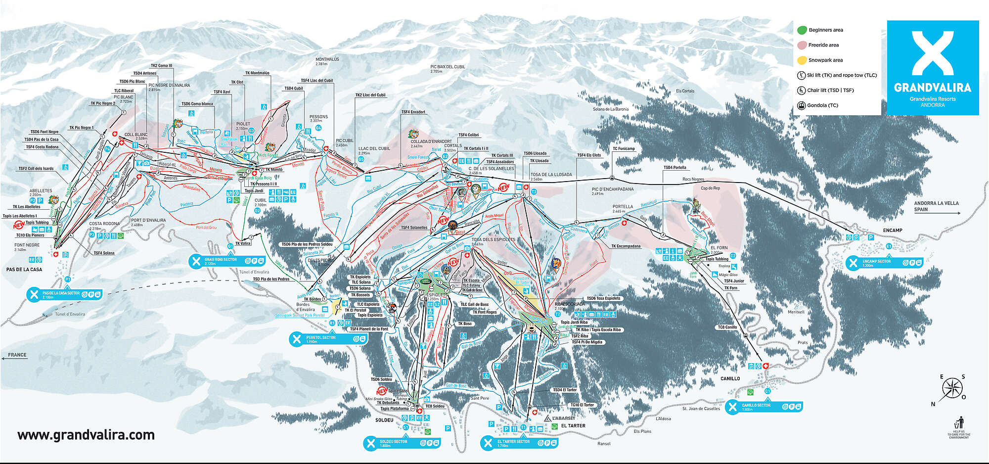 Grandvalira ski area map