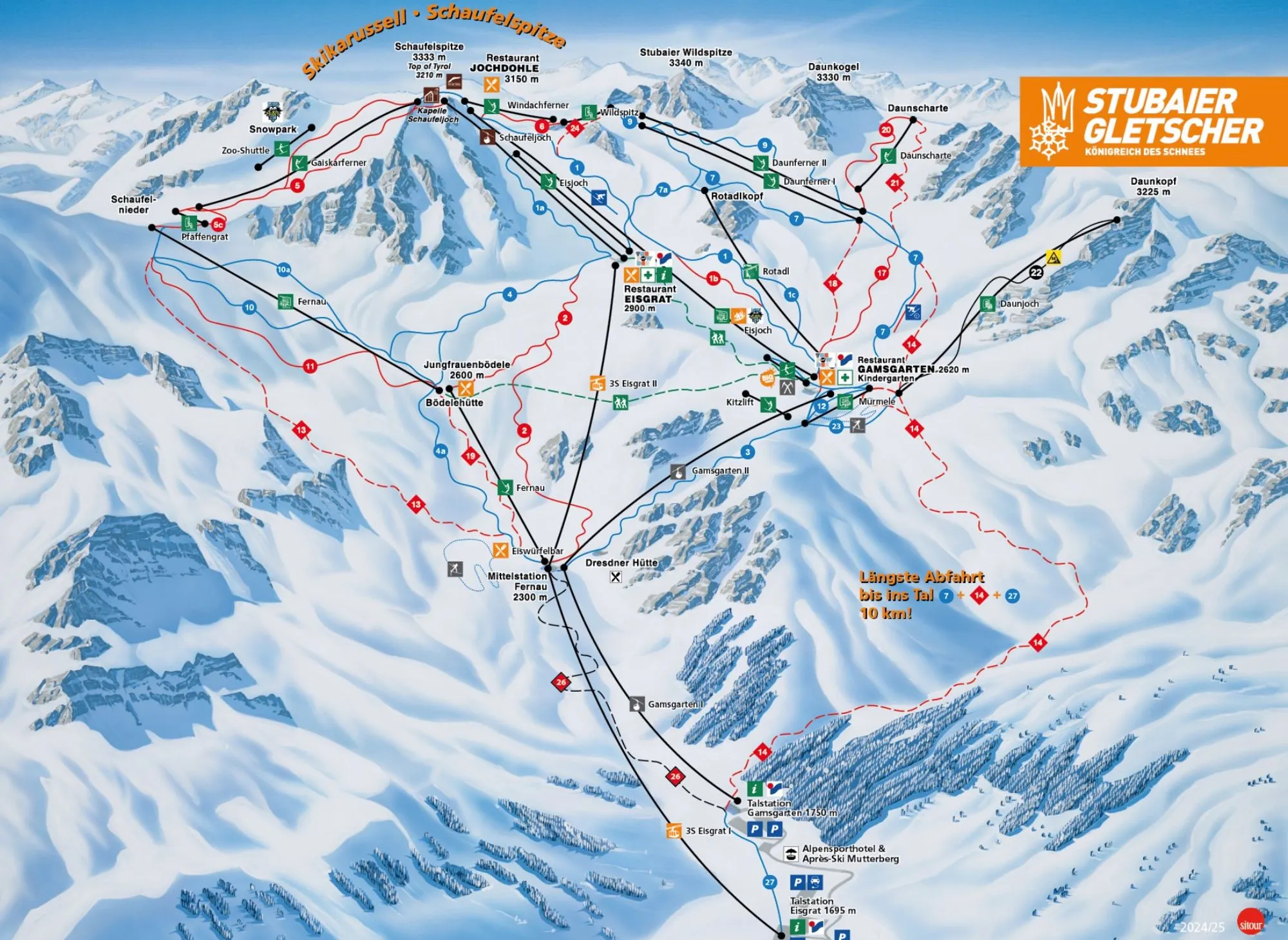 Stubaier Gletscher ski area map