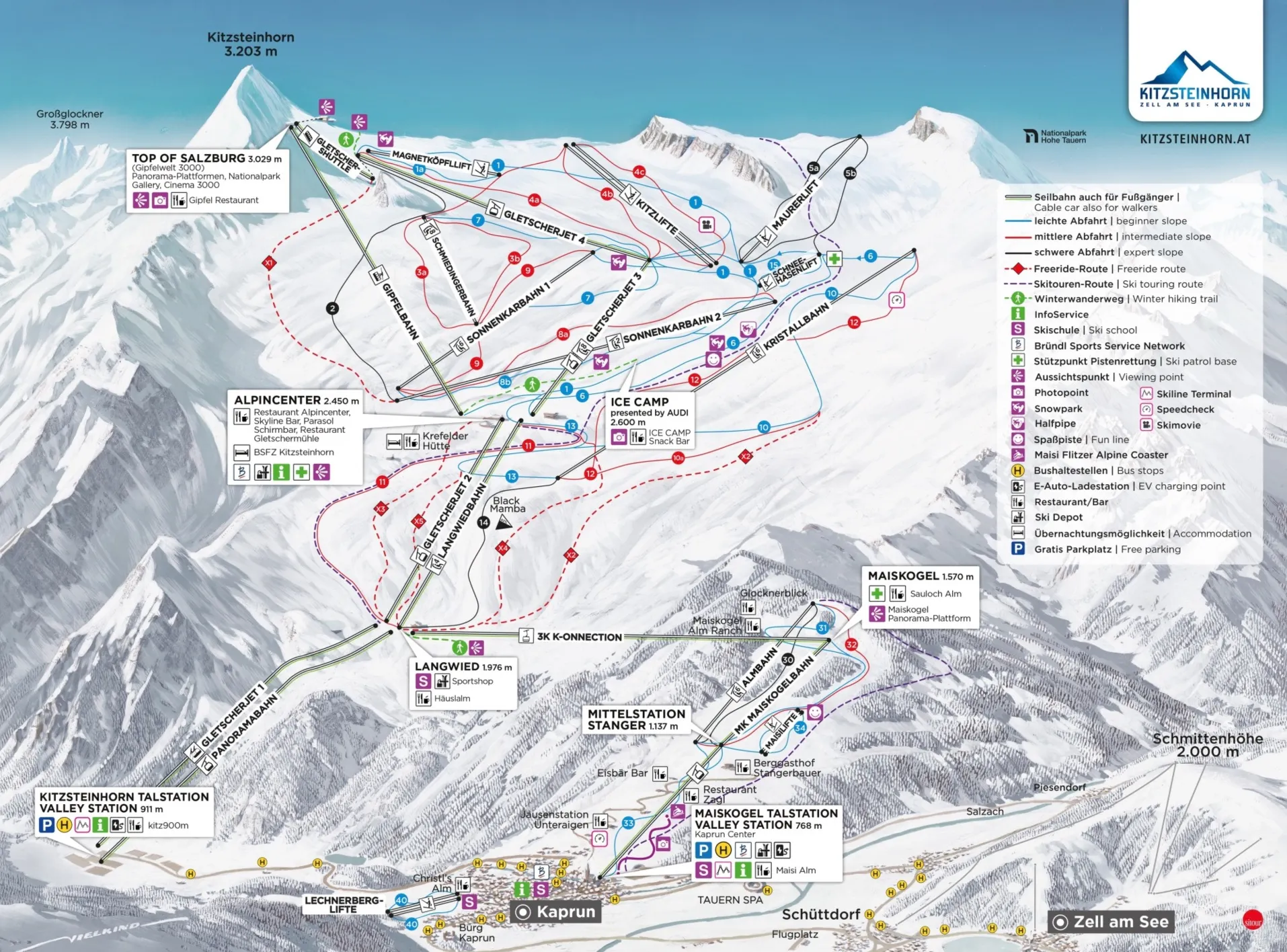 Kitzsteinhorn - Maiskogel ski area map