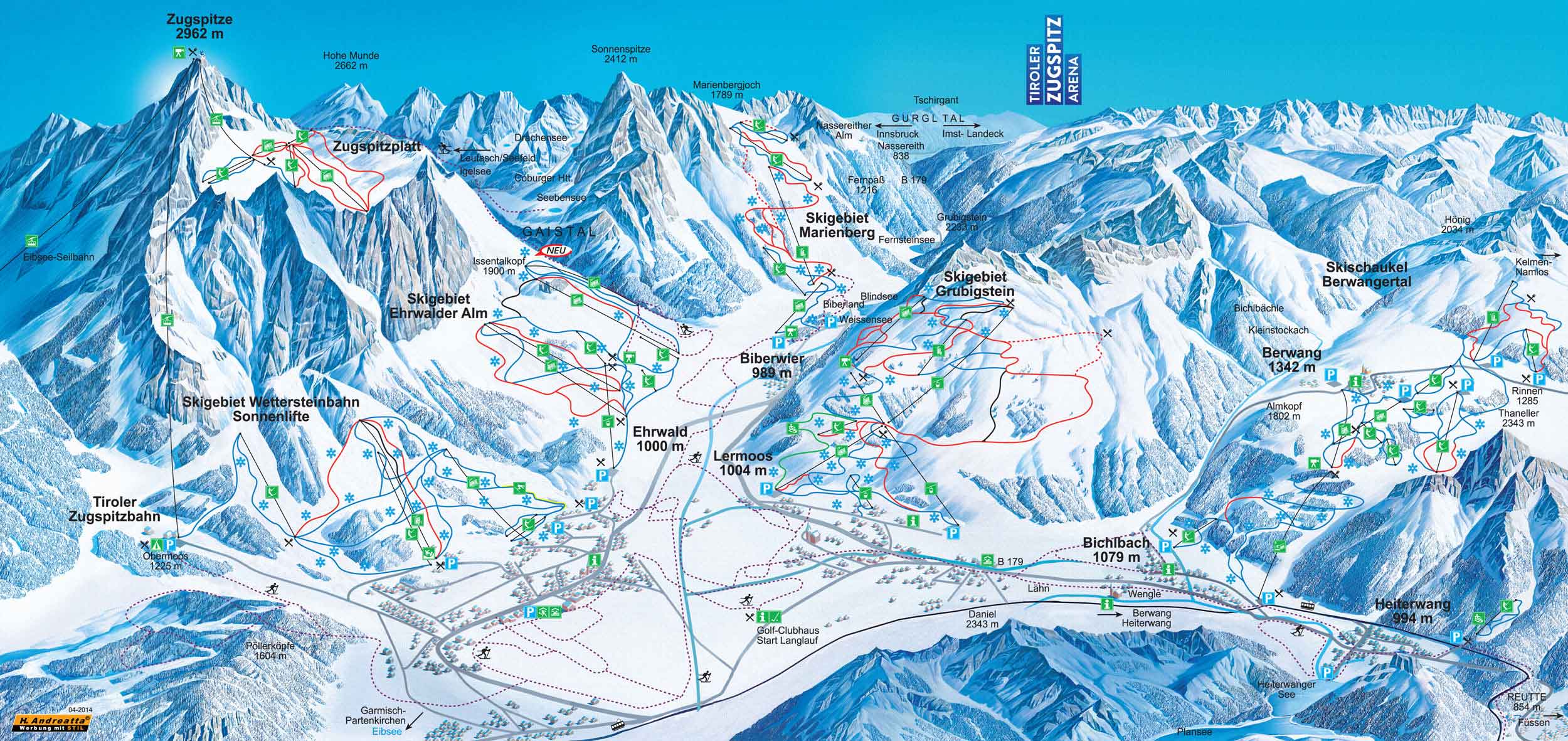 Zugspitz Arena ski area map