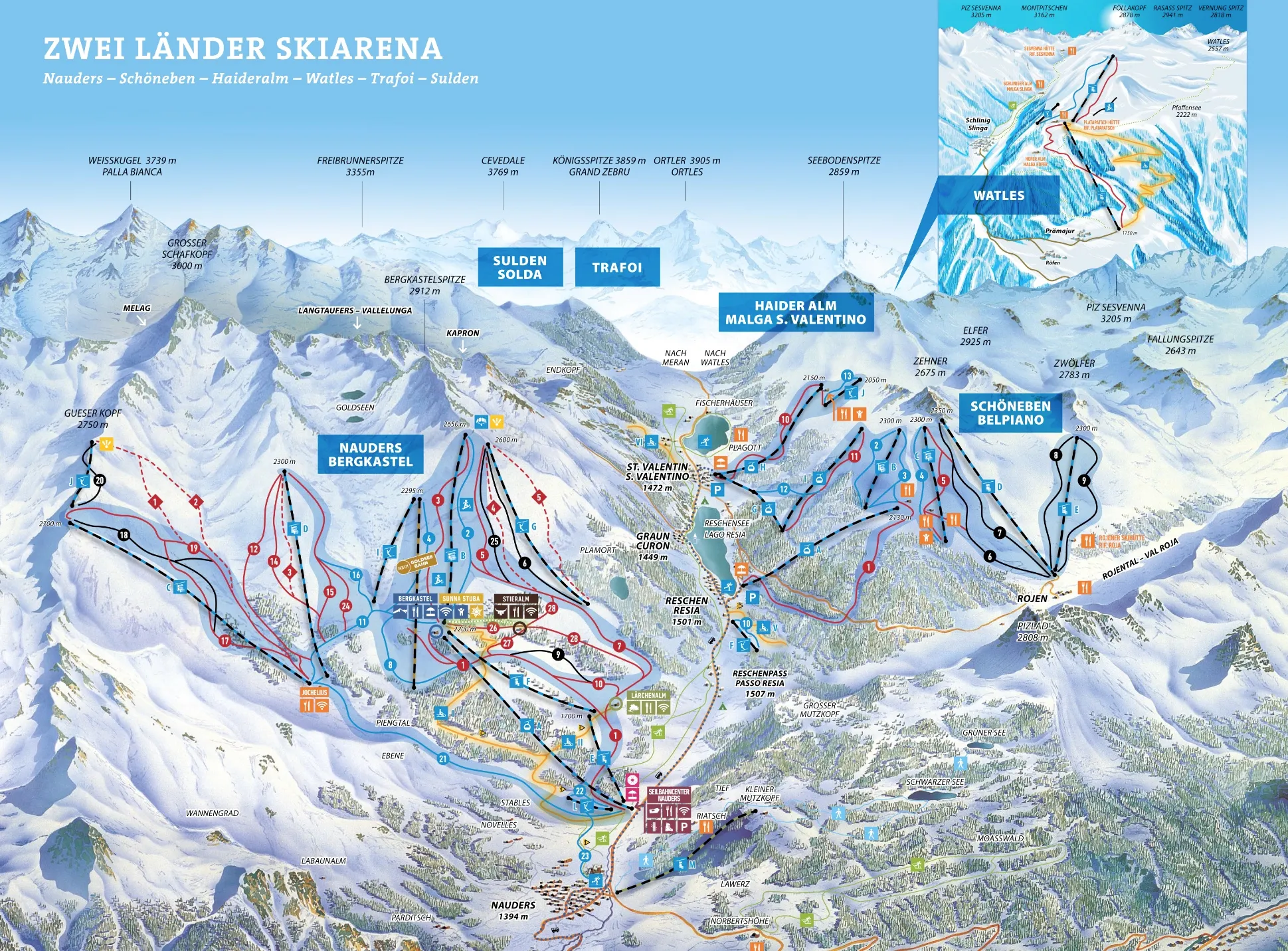 Skiparadies Reschenpass ski area map