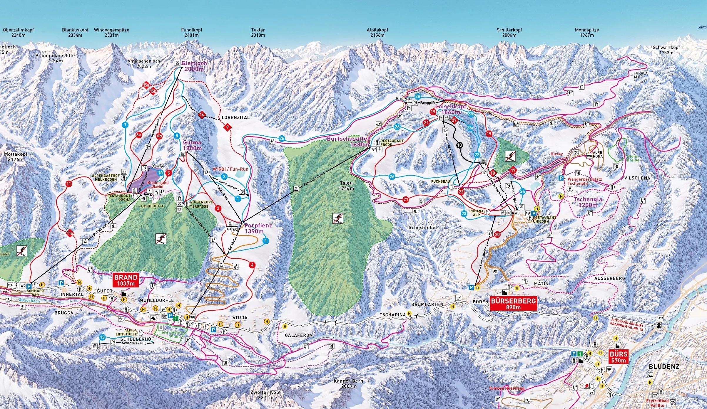 Brandnertal ski area map
