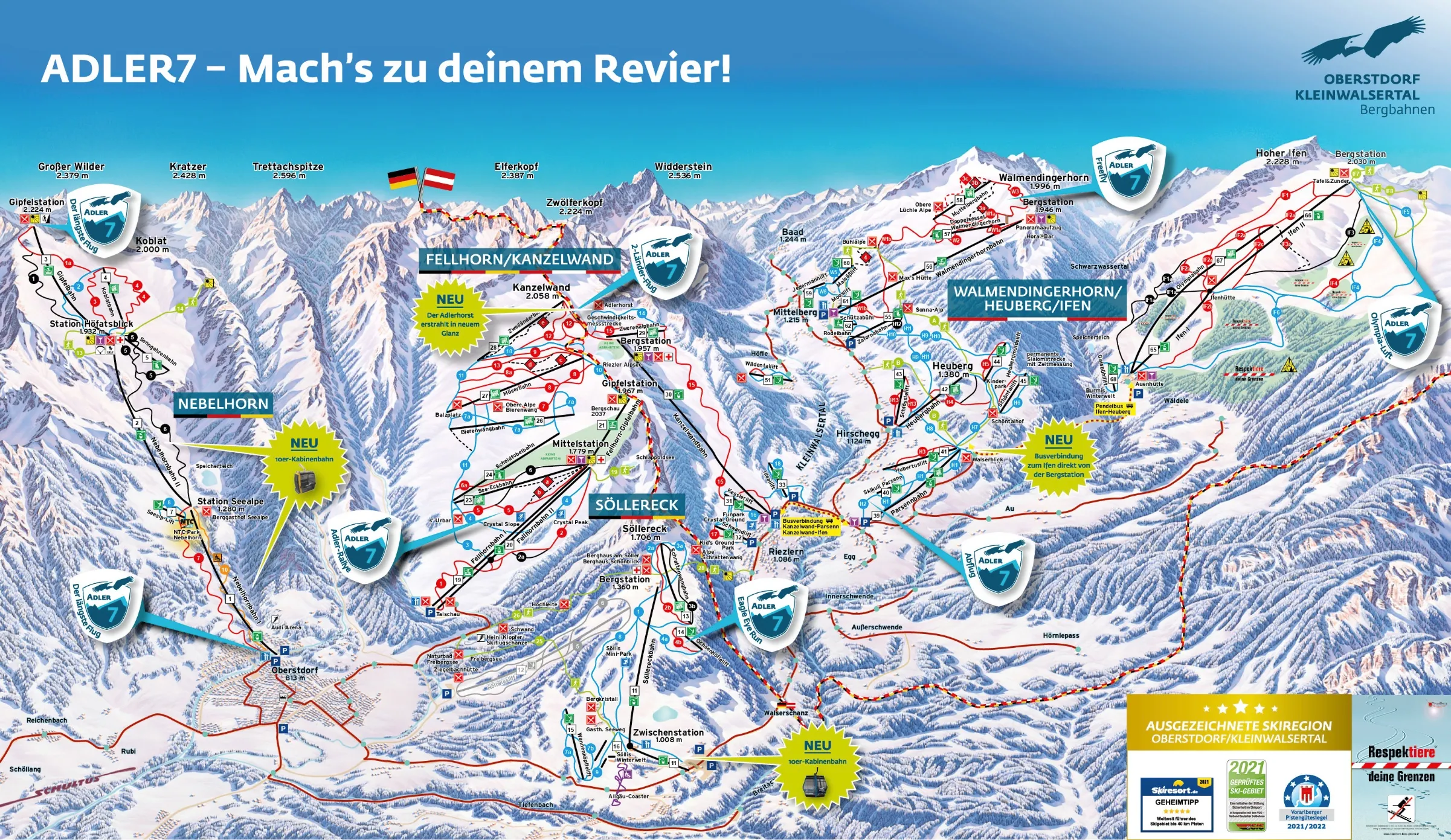 Kleinwalsertal – Oberstdorf ski area map