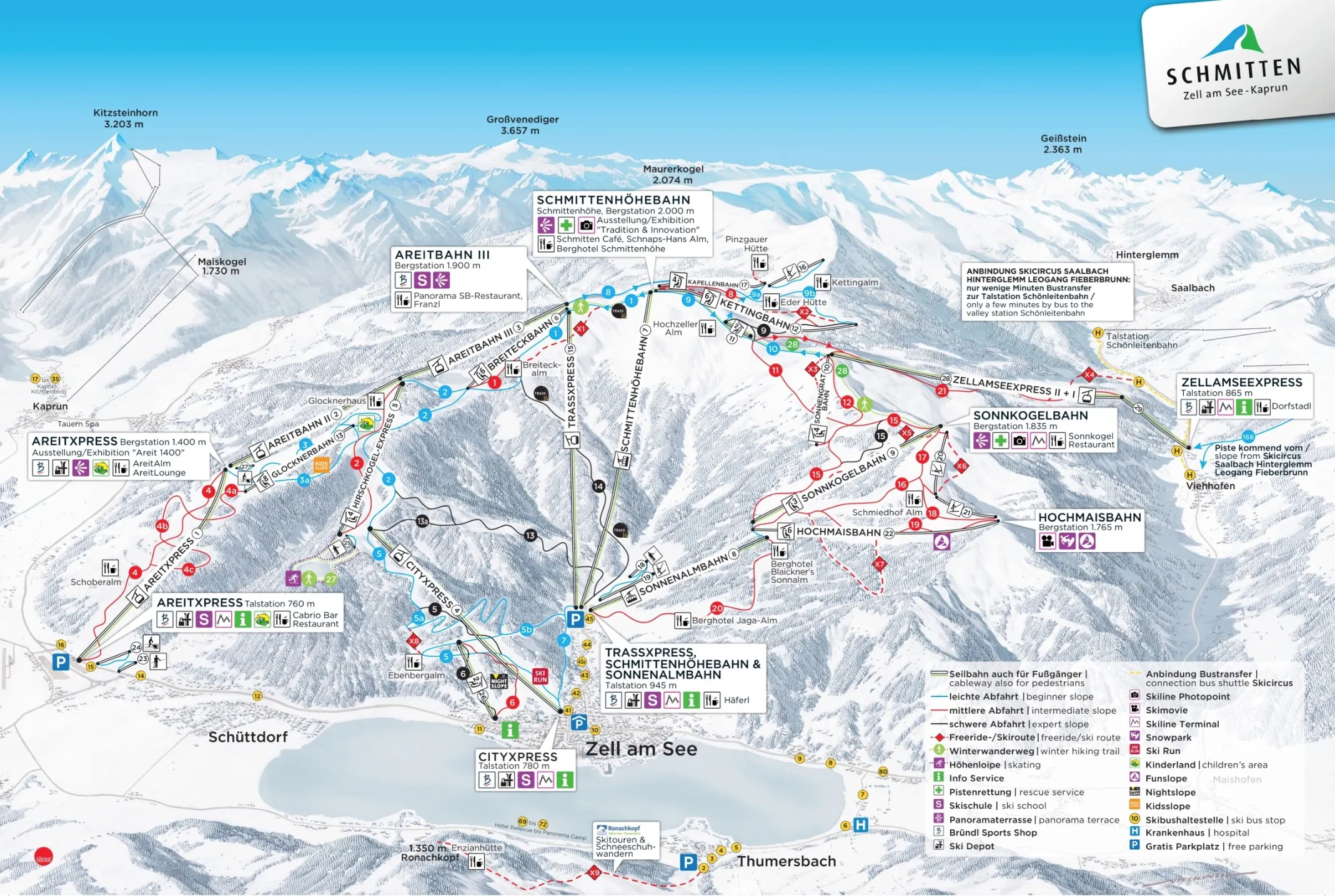 Schmittenhöhe ski area map