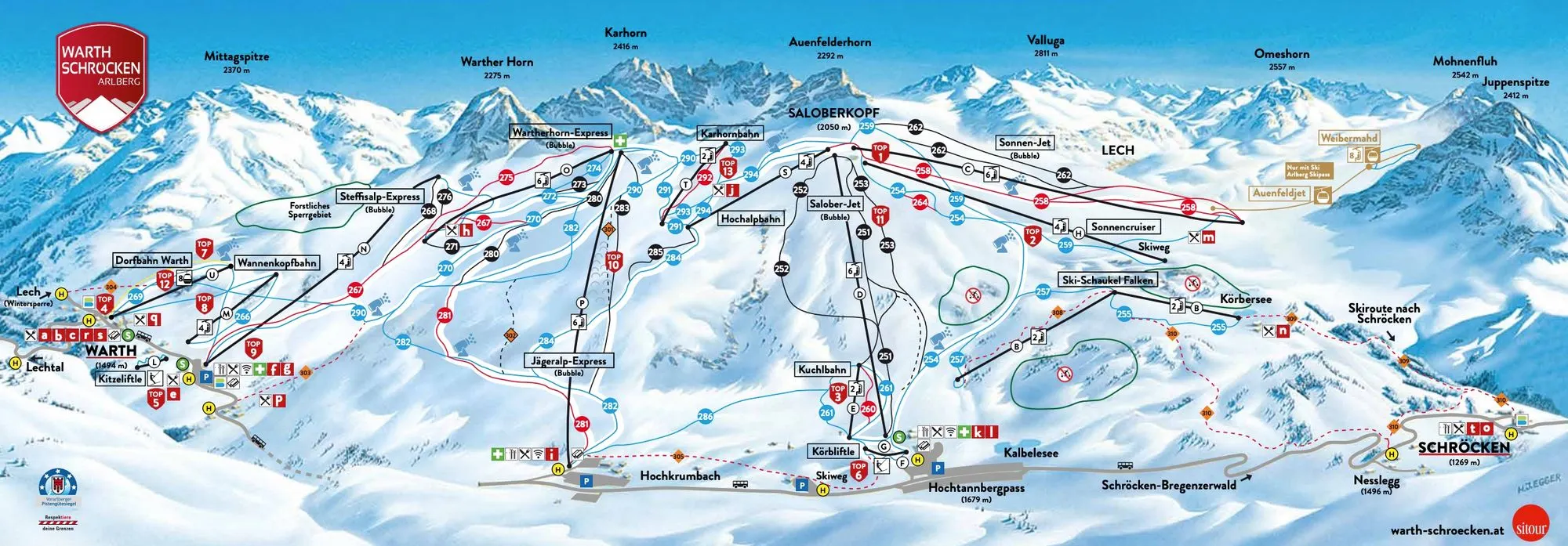 Warth – Schröcken ski area map
