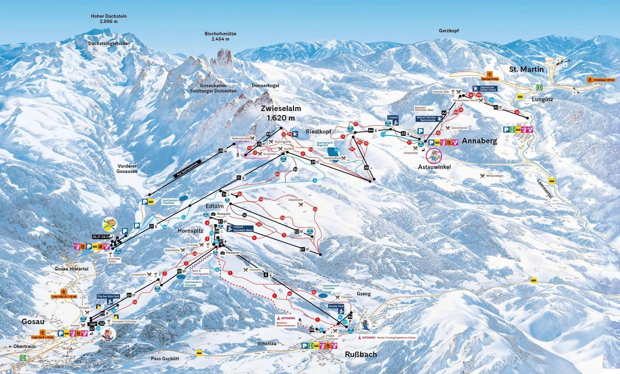 Dachstein West ski area map