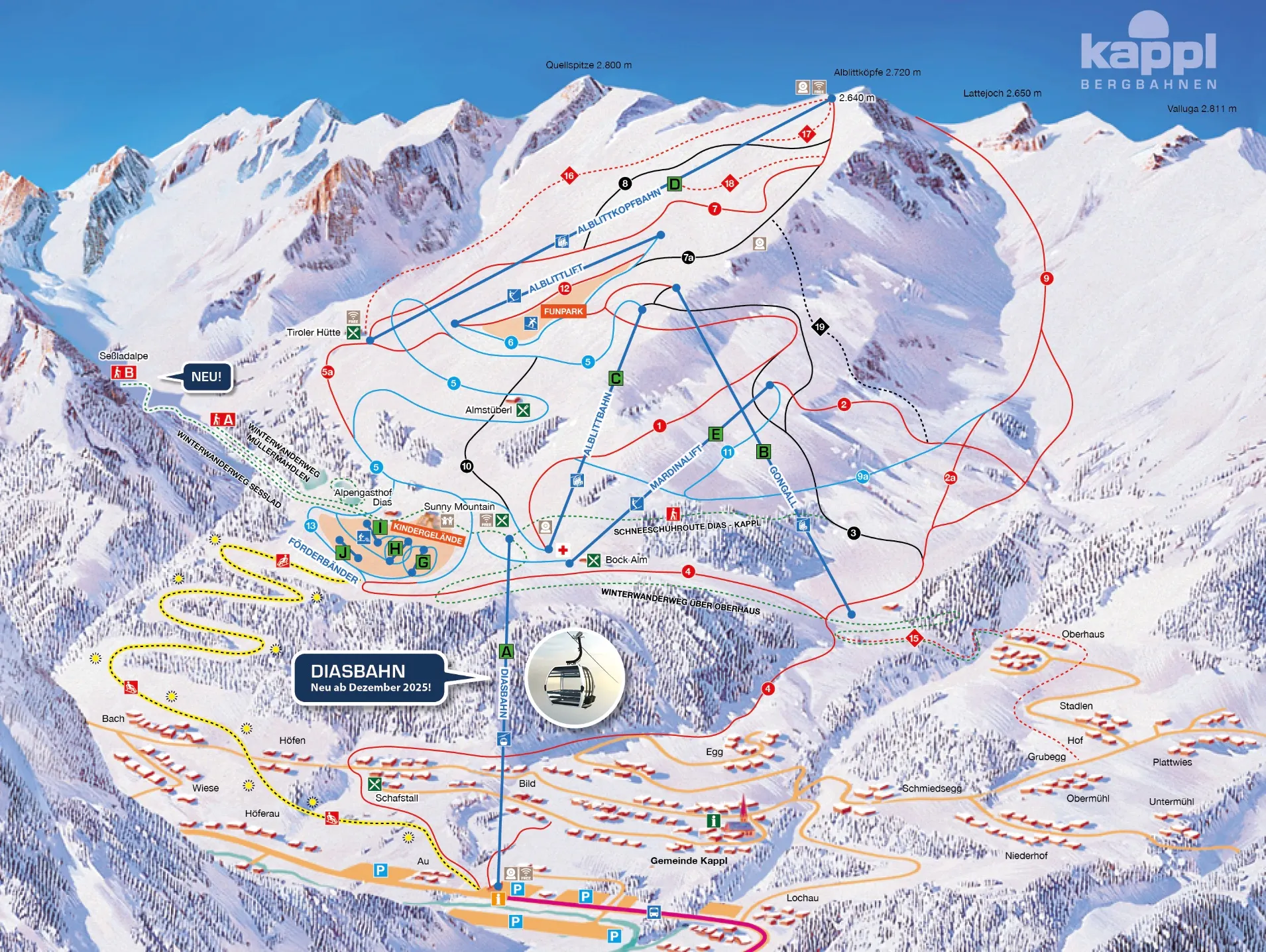 Kappl ski area map