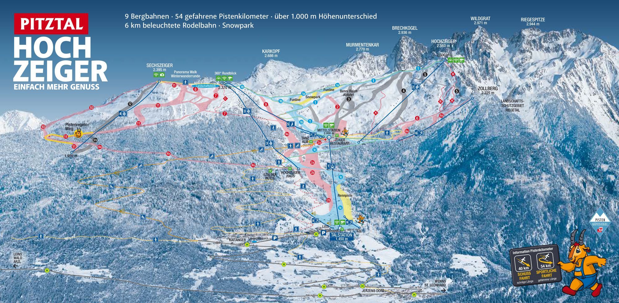 Hochzeiger ski area map