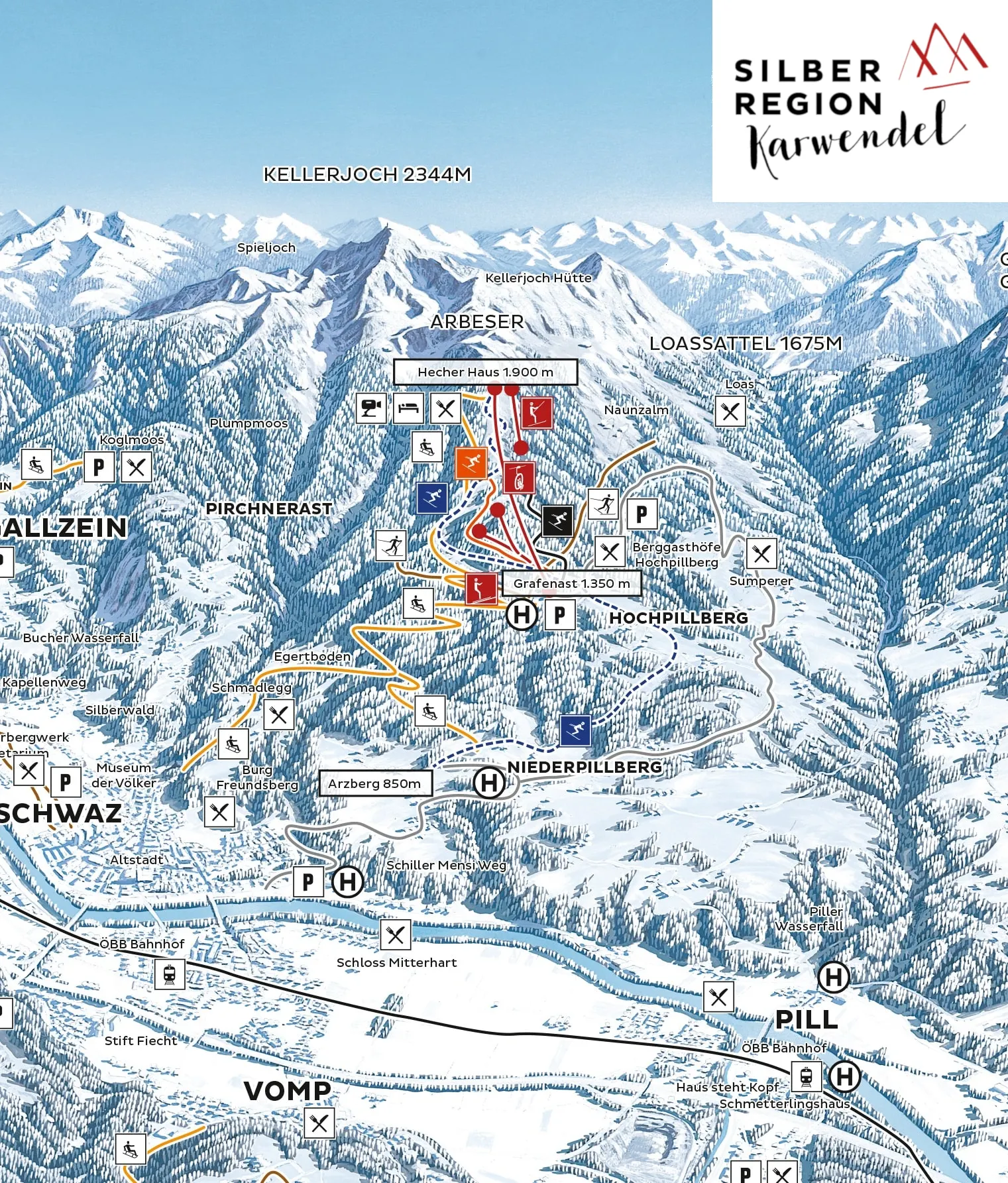 Kellerjoch ski area map