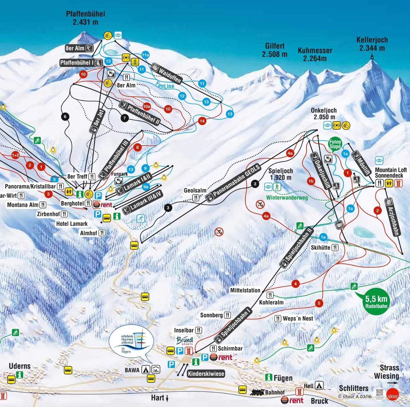 Spieljoch ski area map