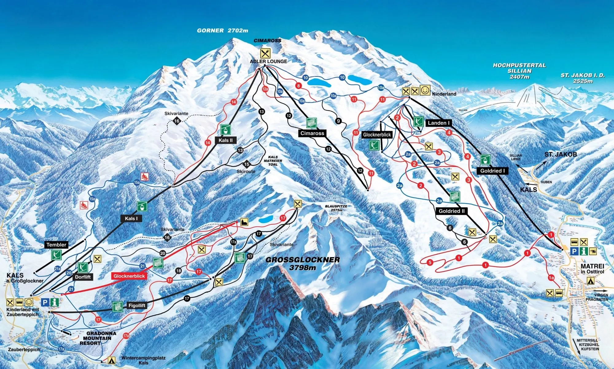 Großglockner Resort Kals - Matrei ski area map