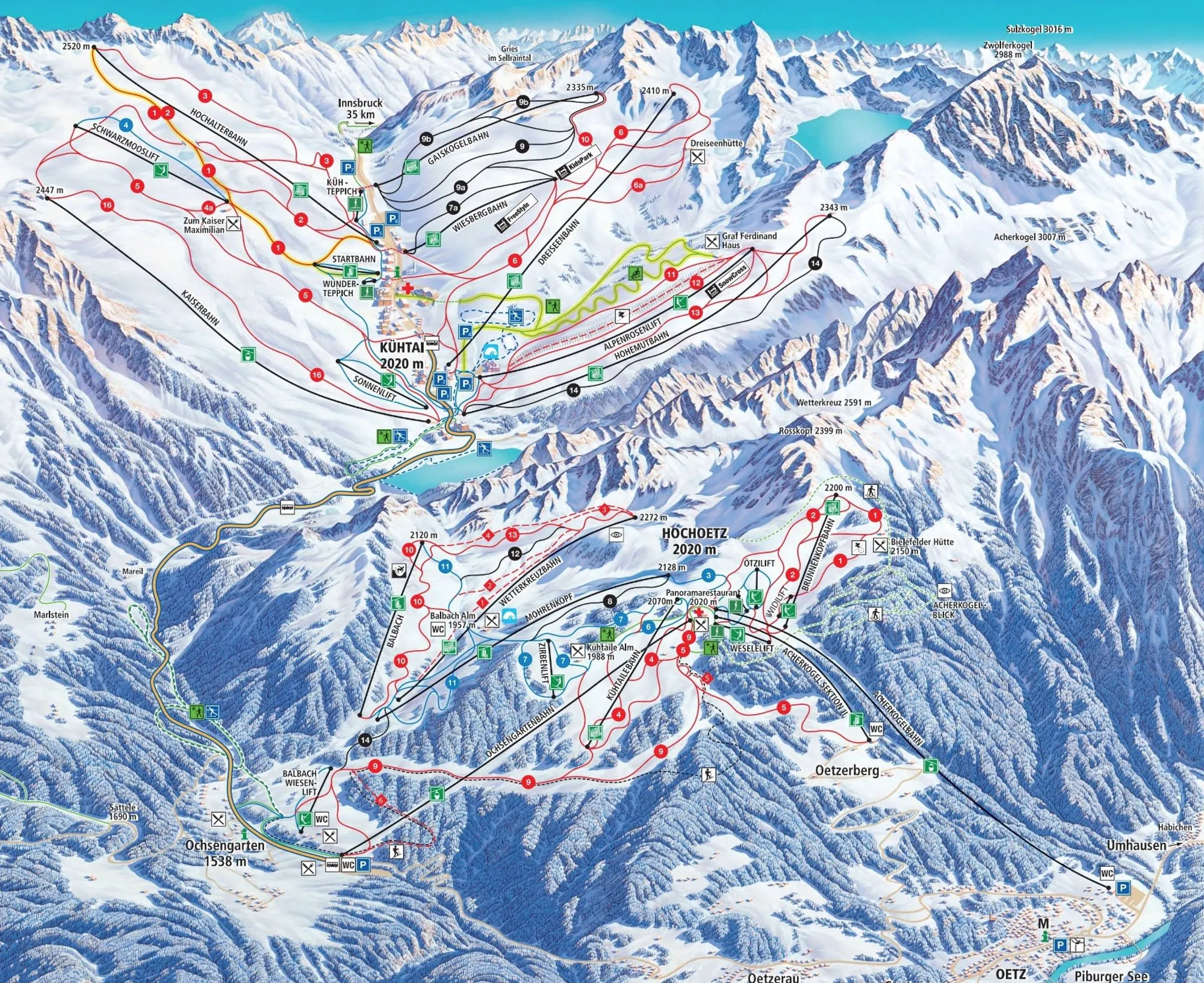 Kühtai ski area map