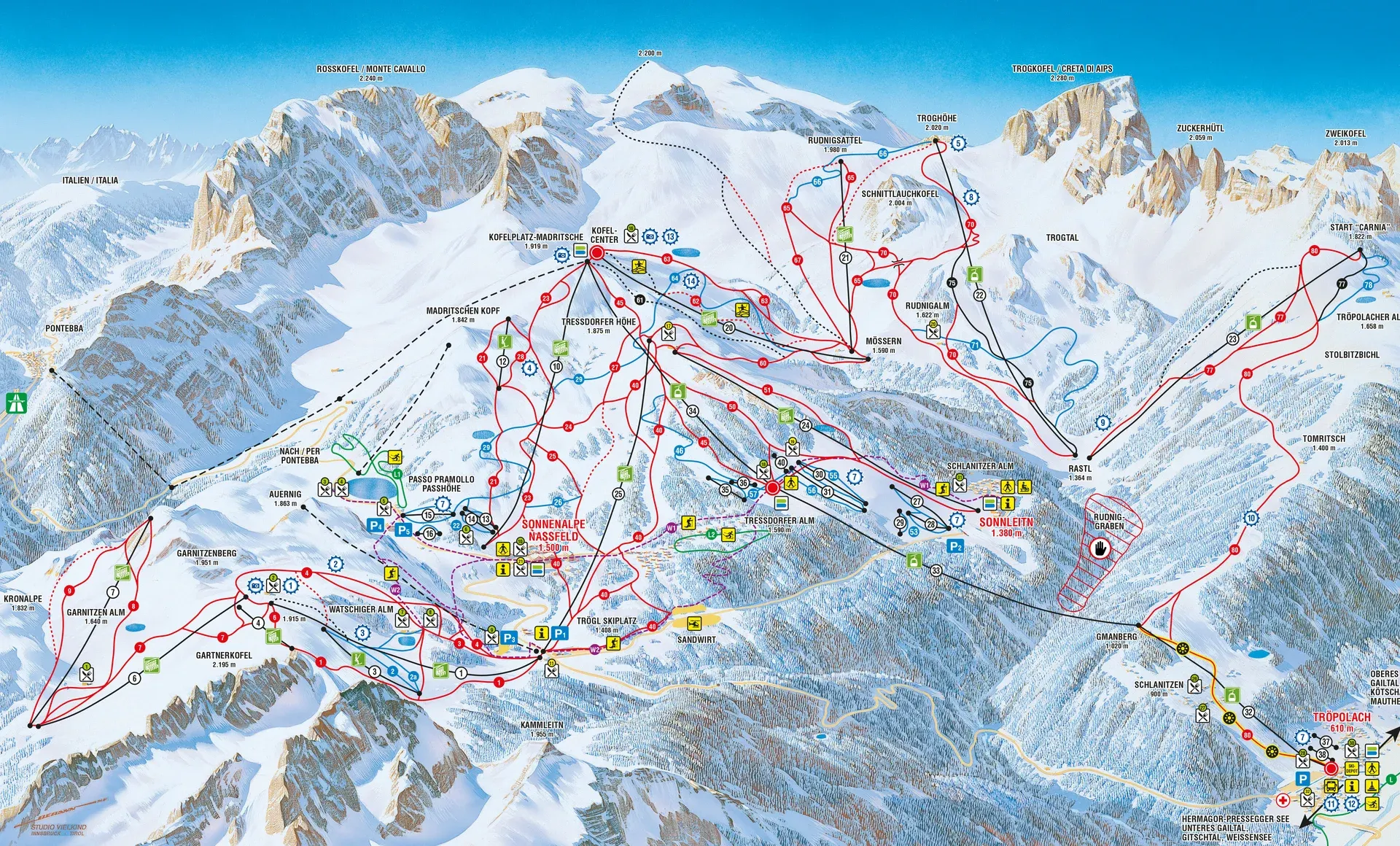 Nassfeld ski area map