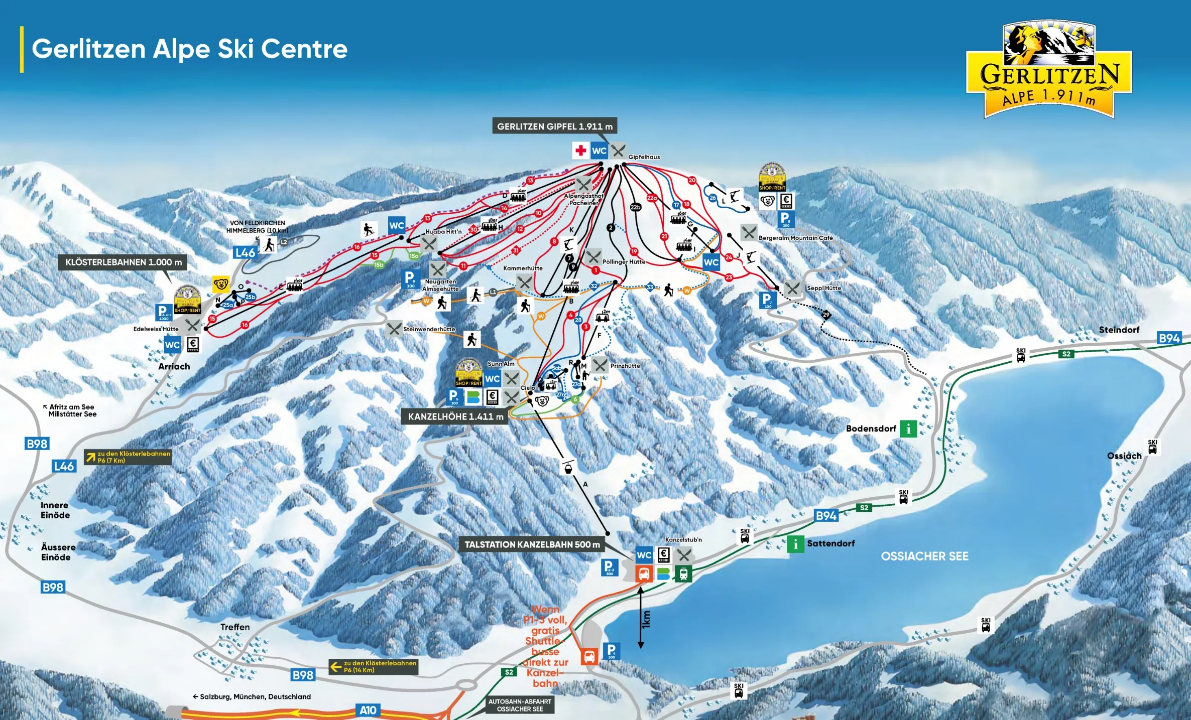 Gerlitzen ski area map