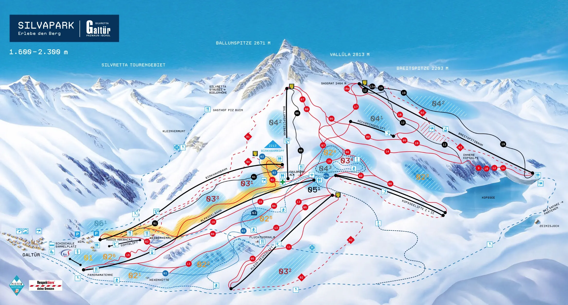 Silvapark Galtür ski area map