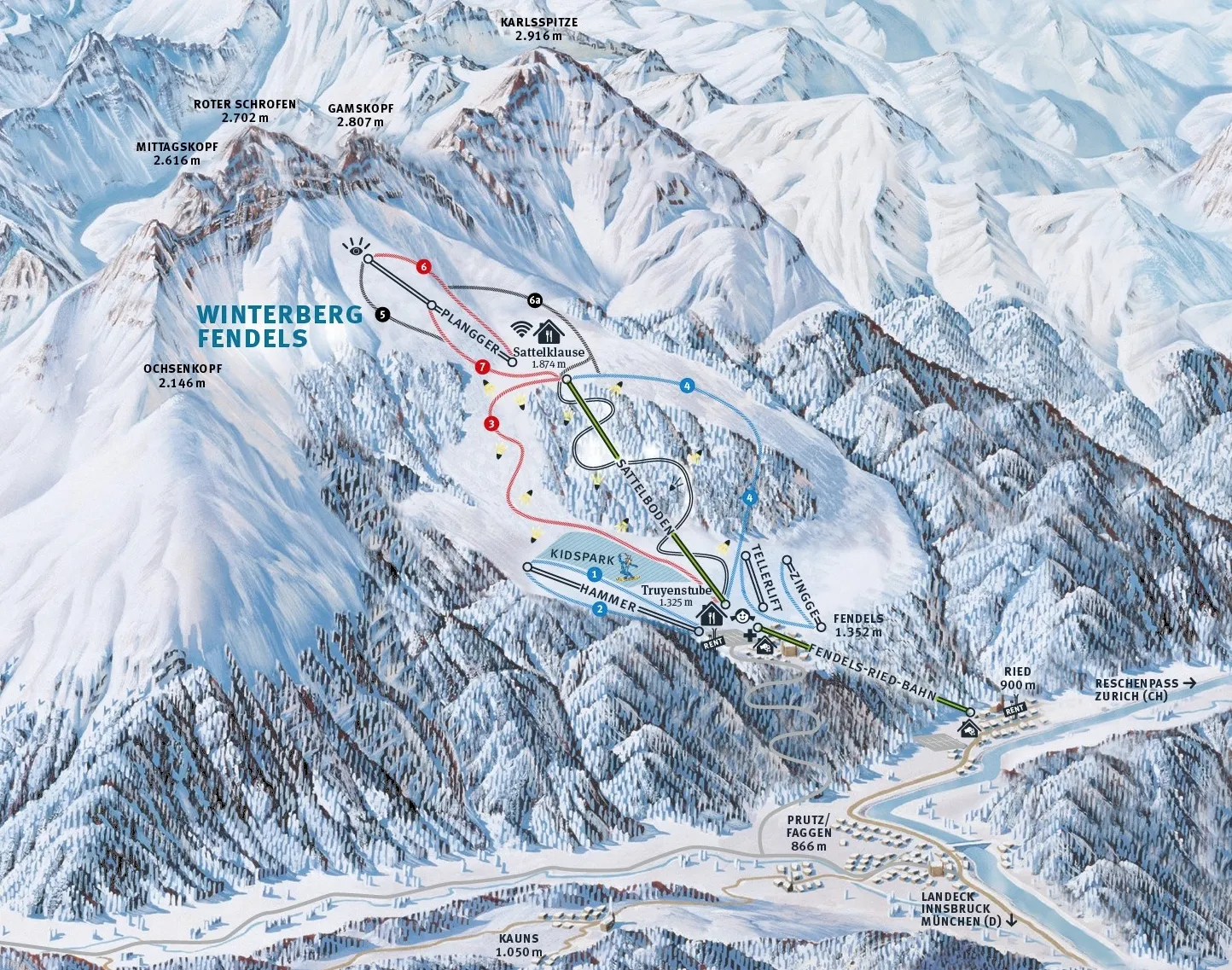 Fendels ski area map