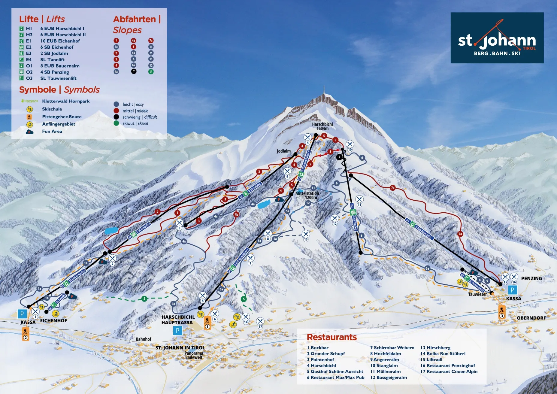 Sankt Johann in Tirol – Oberndorf ski area map