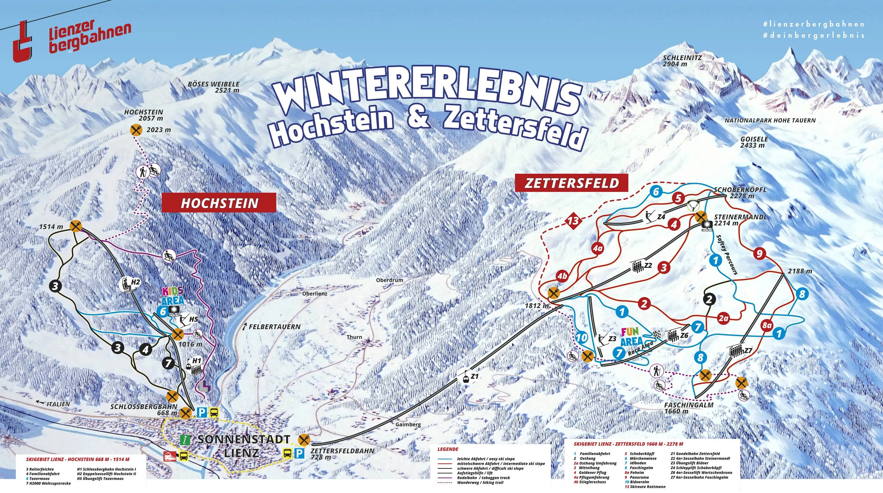 Lienzer Bergbahnen ski area map