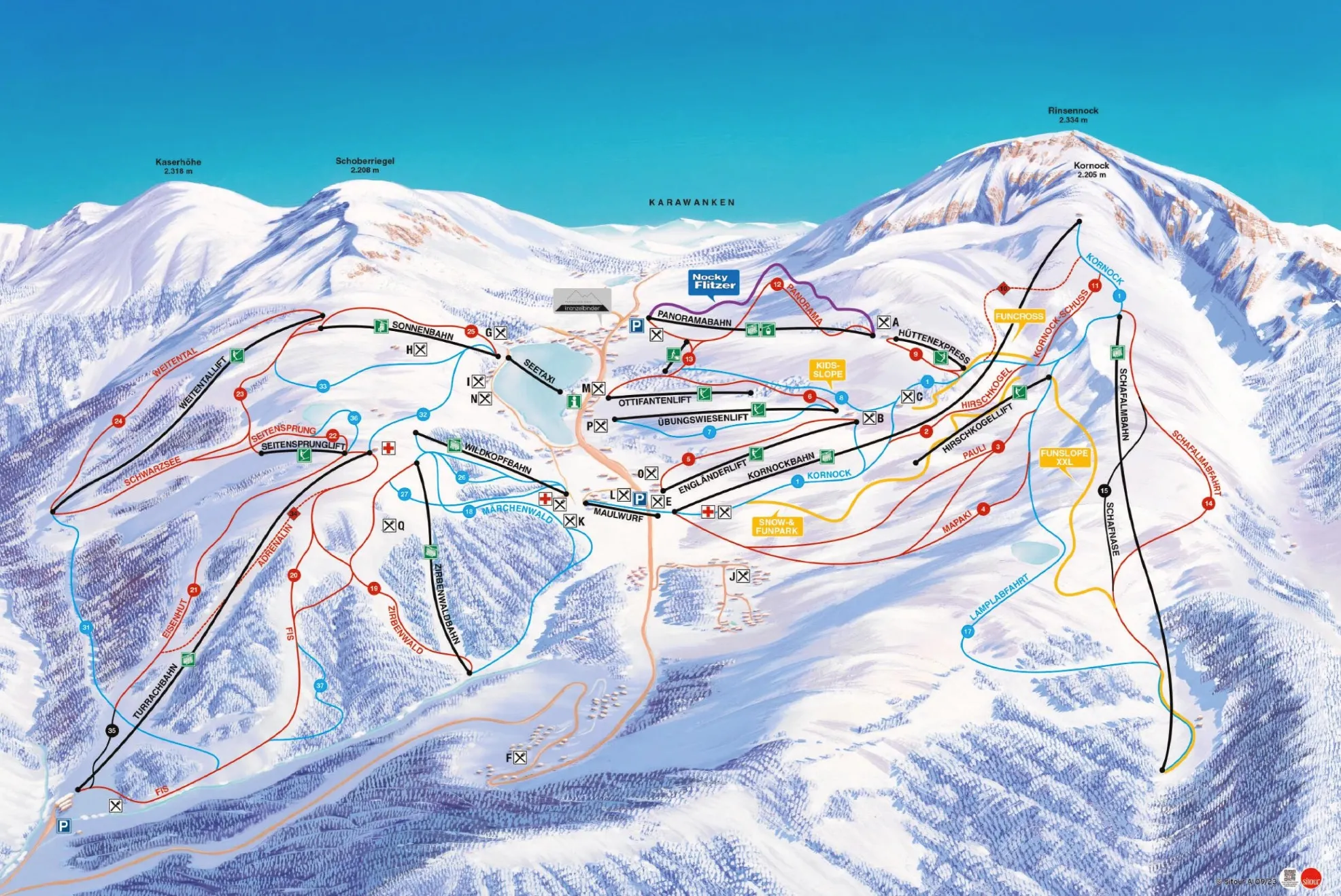 Turracher Höhe ski area map