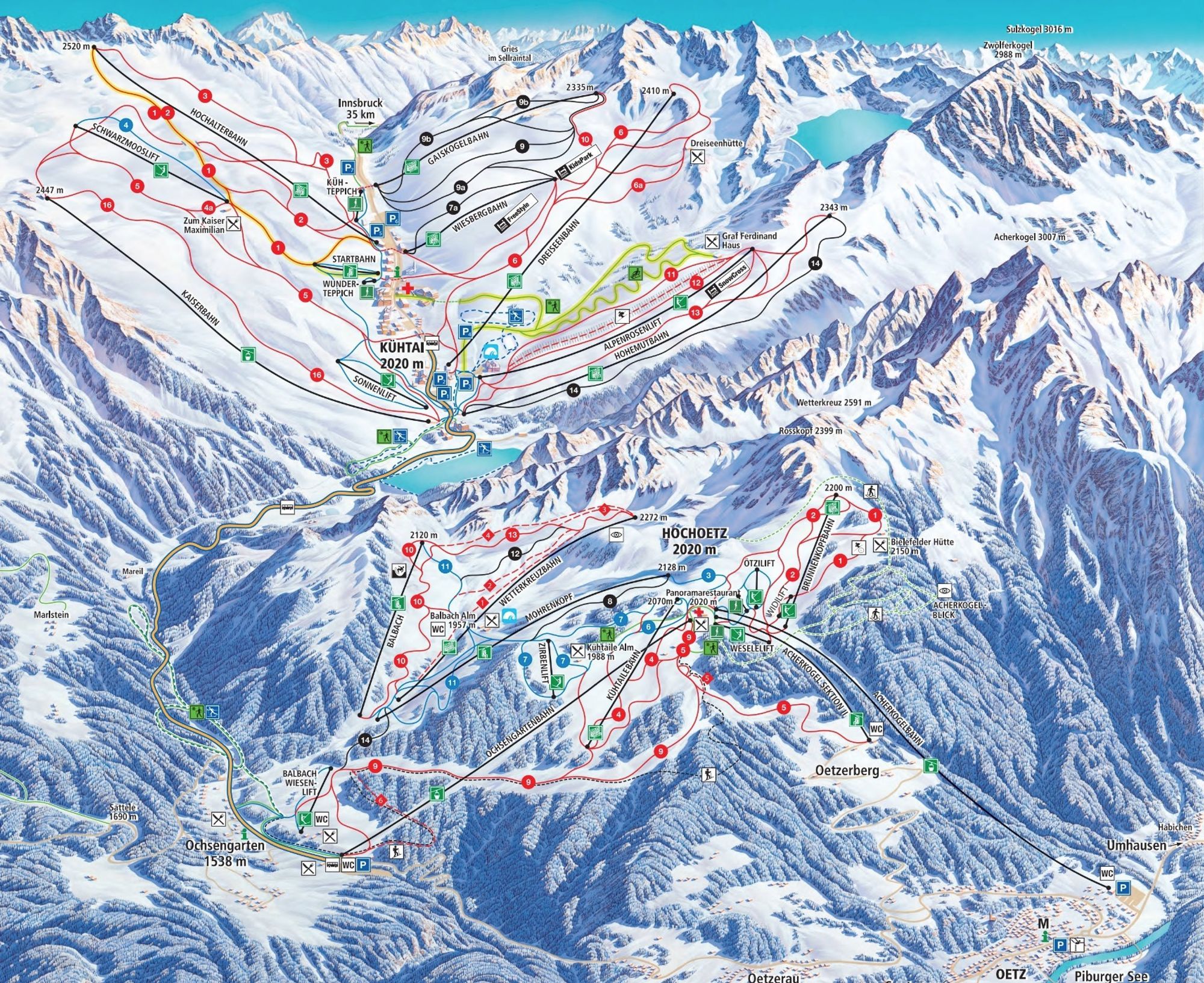Hochoetz ski area map