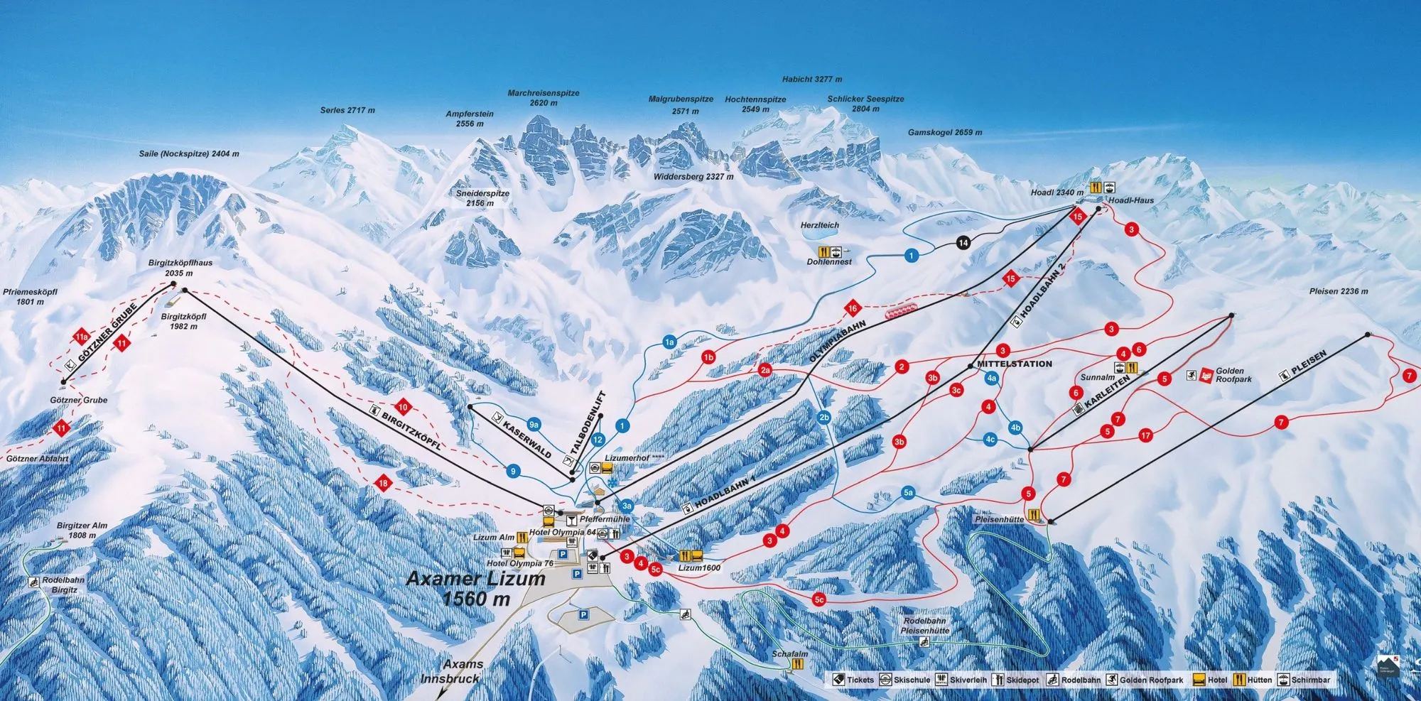 Axamer Lizum ski area map