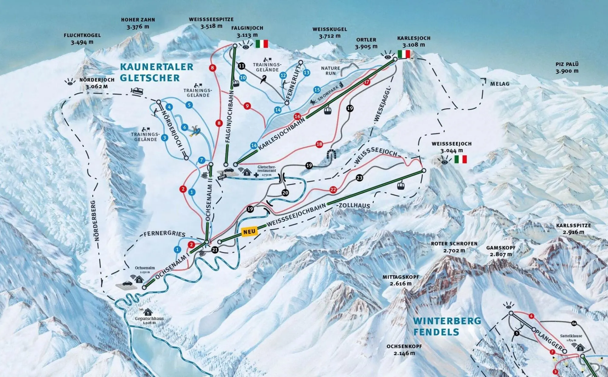 Kaunertaler Gletscher ski area map