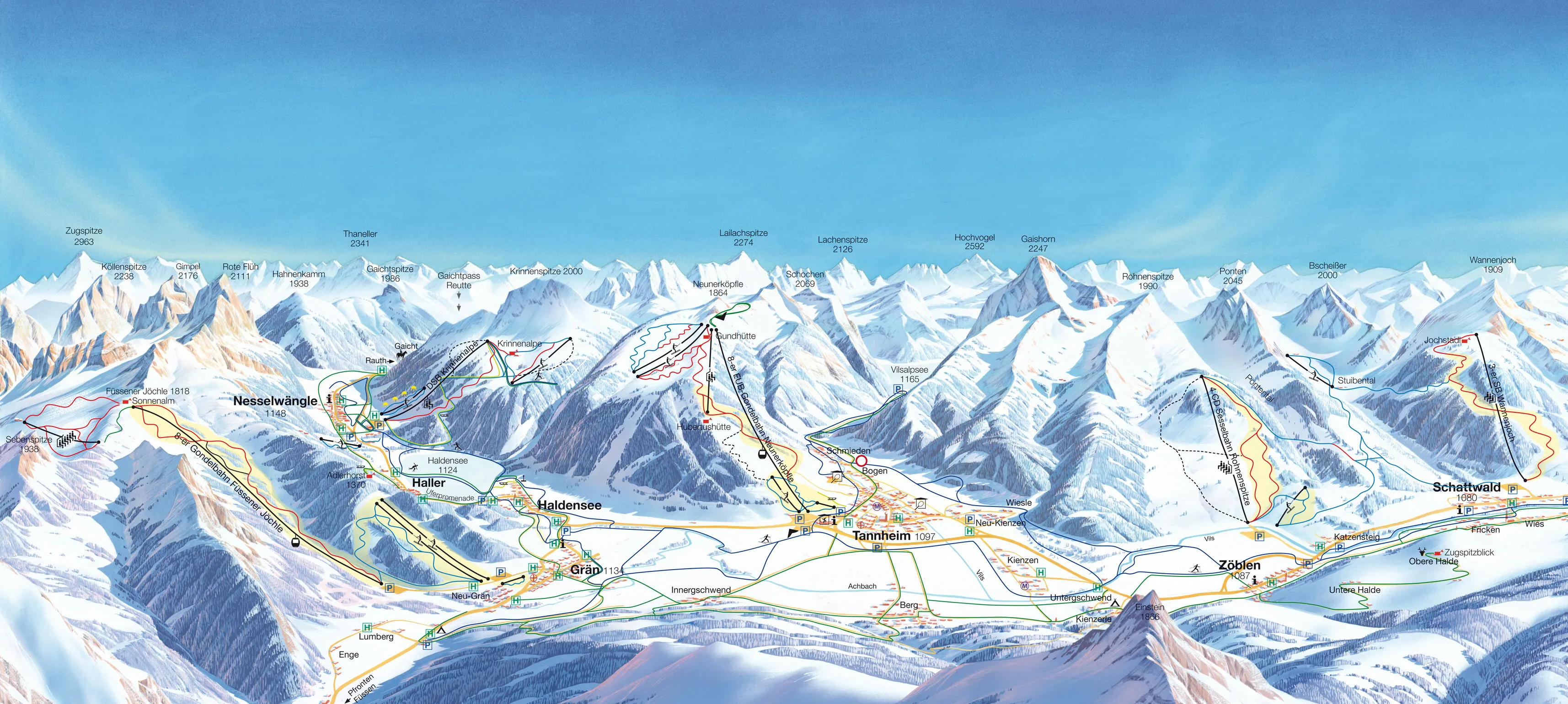 Tannheimer Tal ski area map