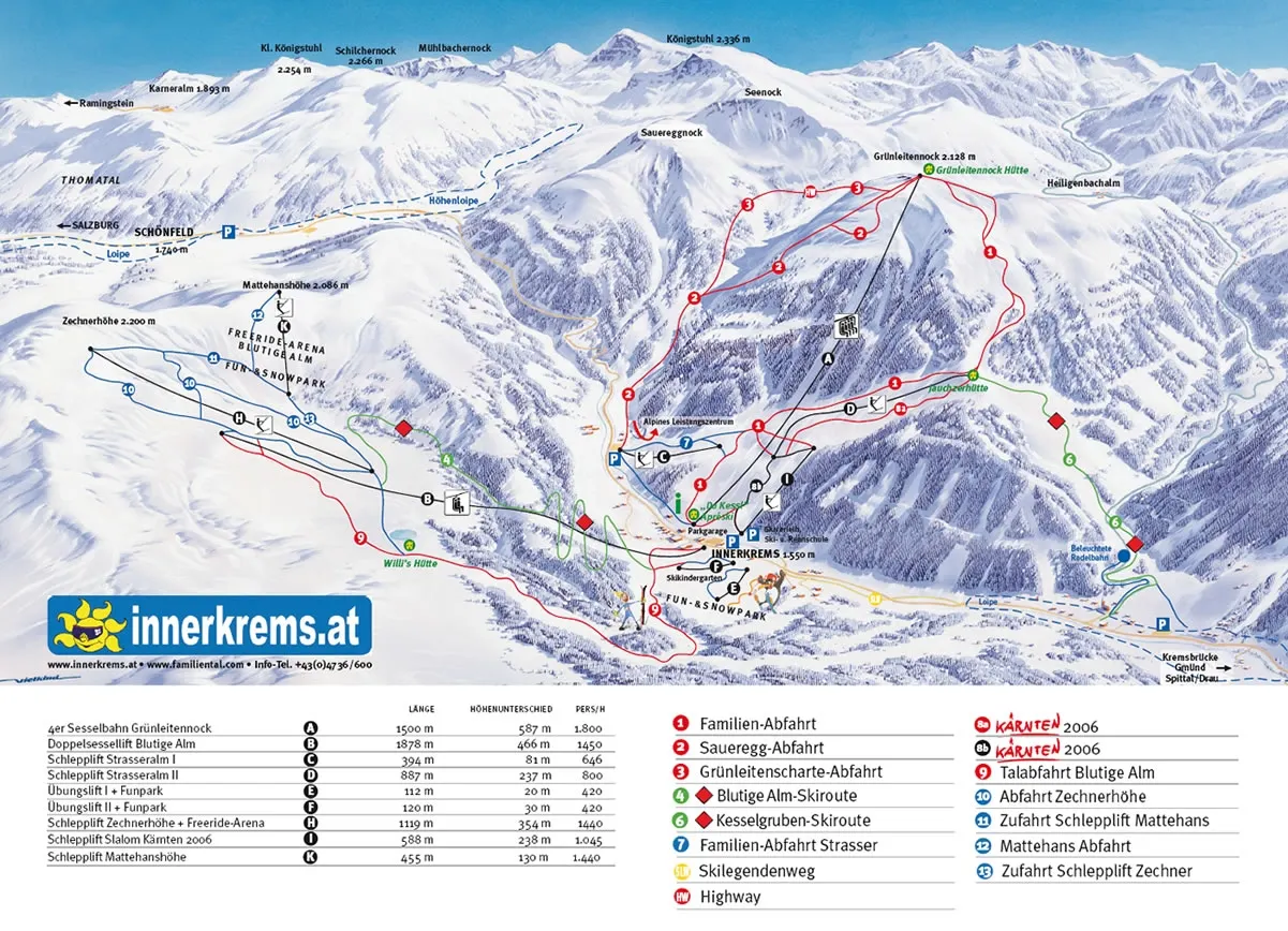 Innerkrems - Kremsbrücke ski area map