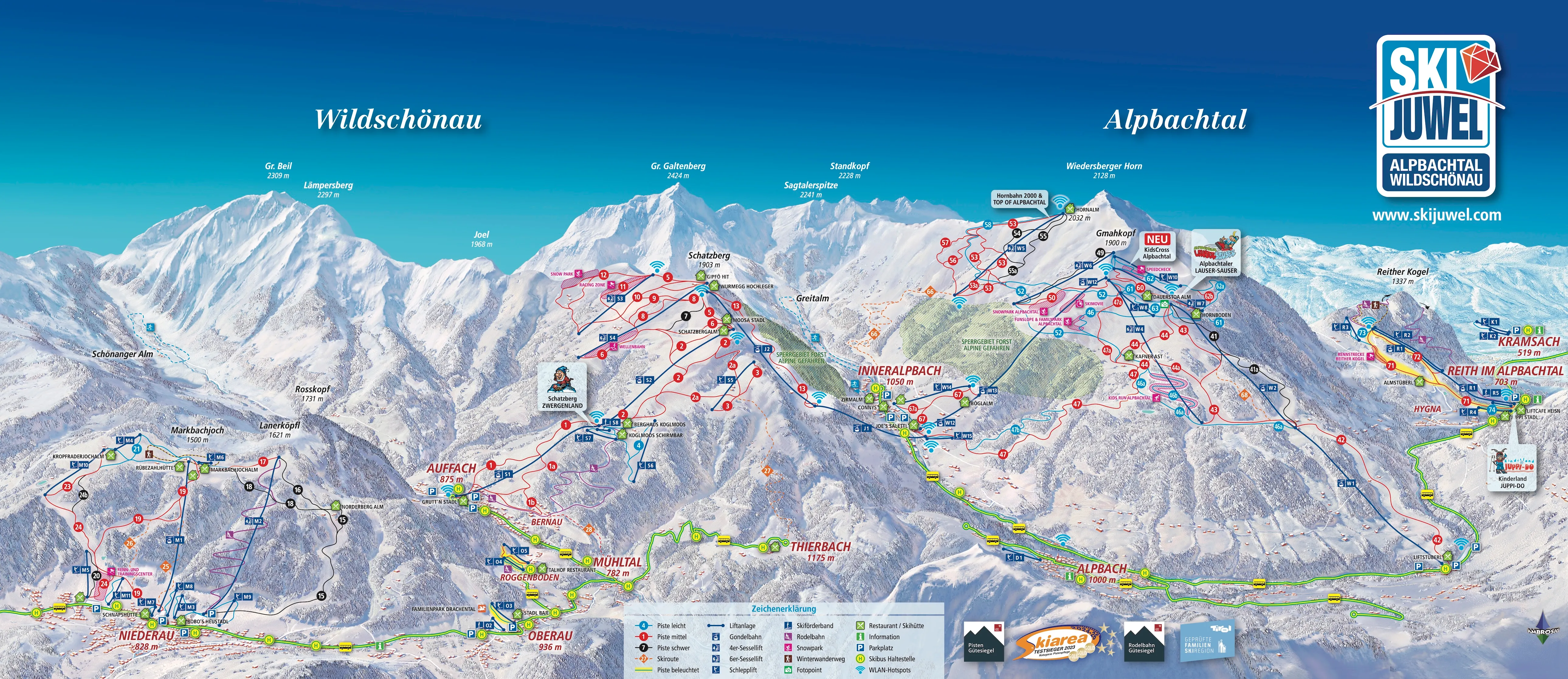 Ski Juwel Alpbachtal Wildschönau ski area map