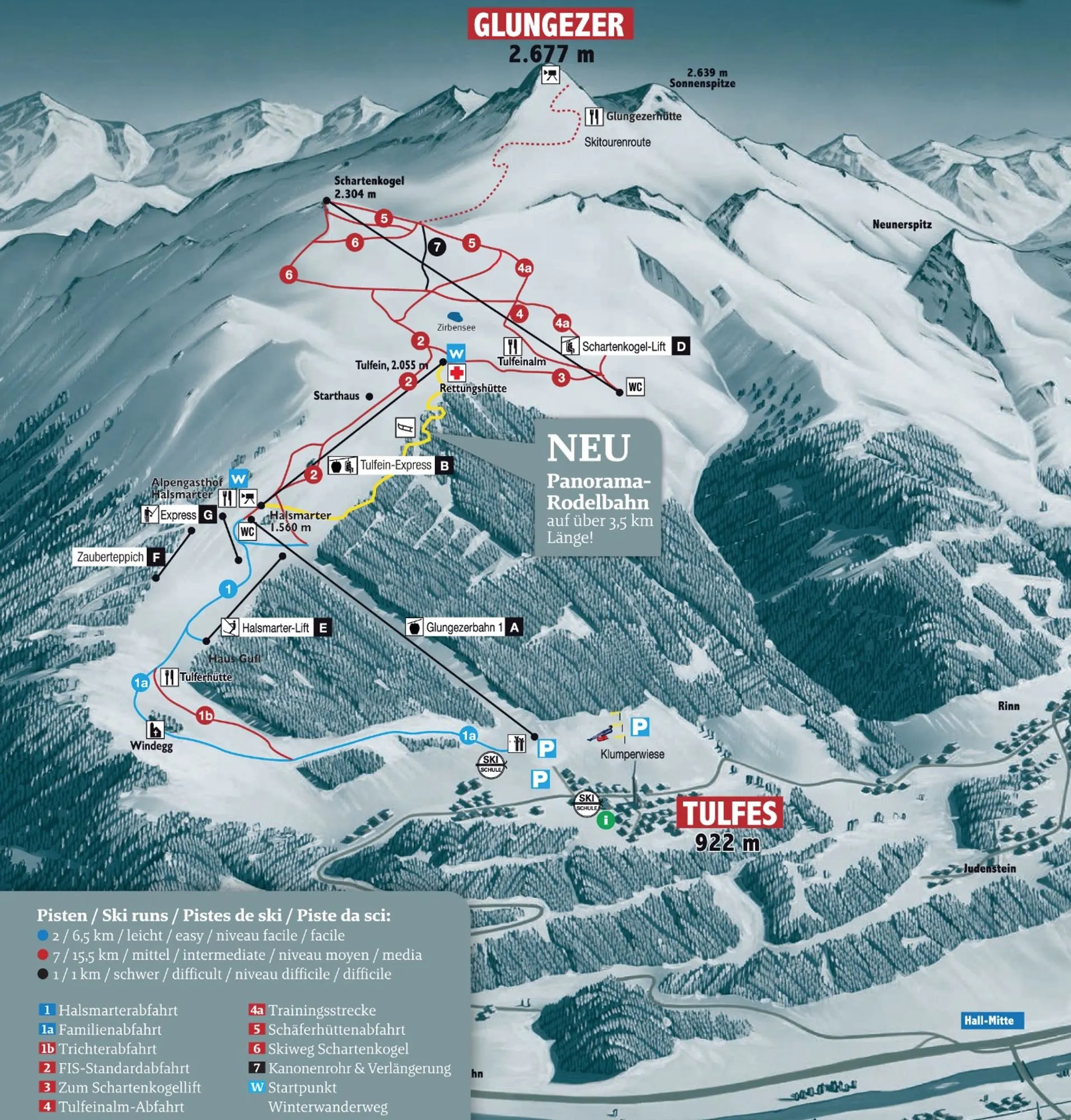 Glungezer ski area map