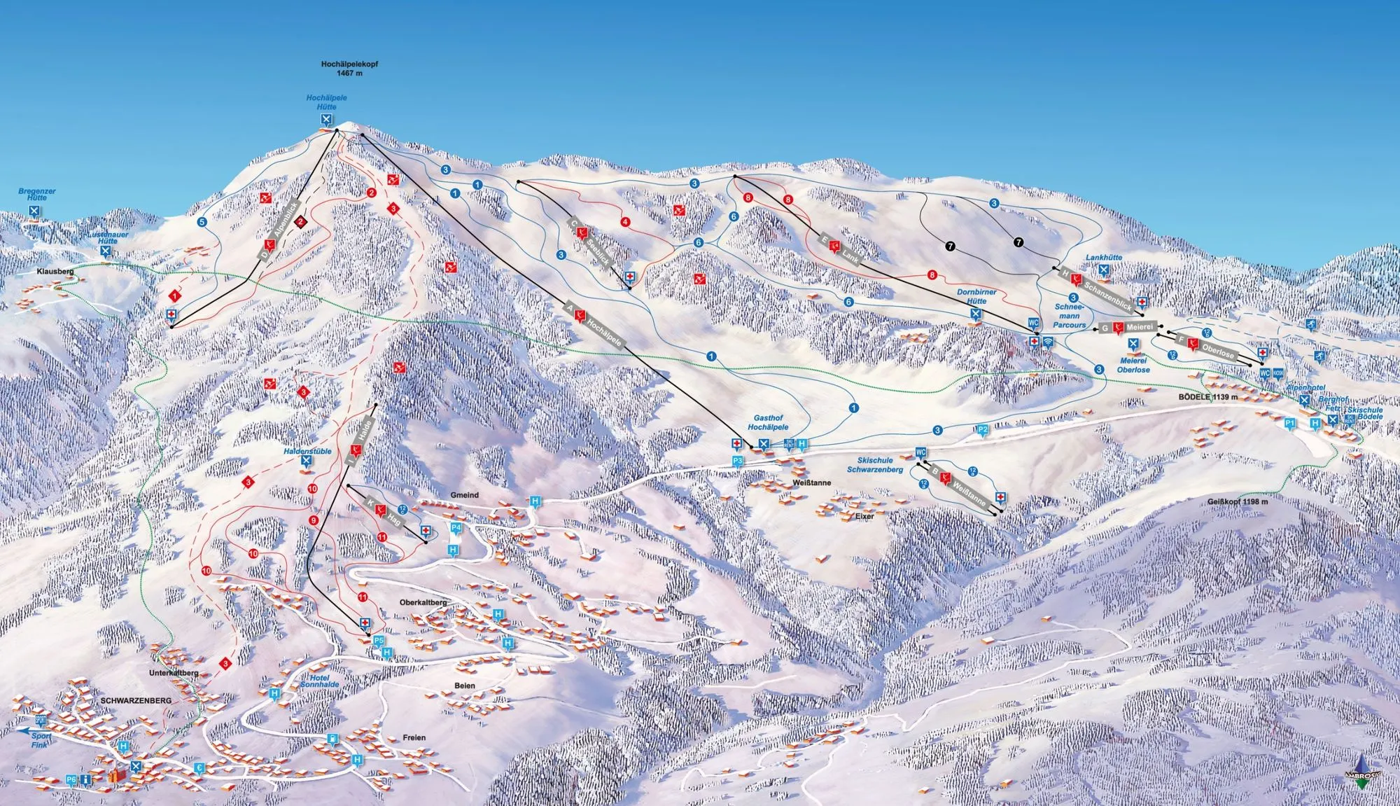 Bödele ski area map