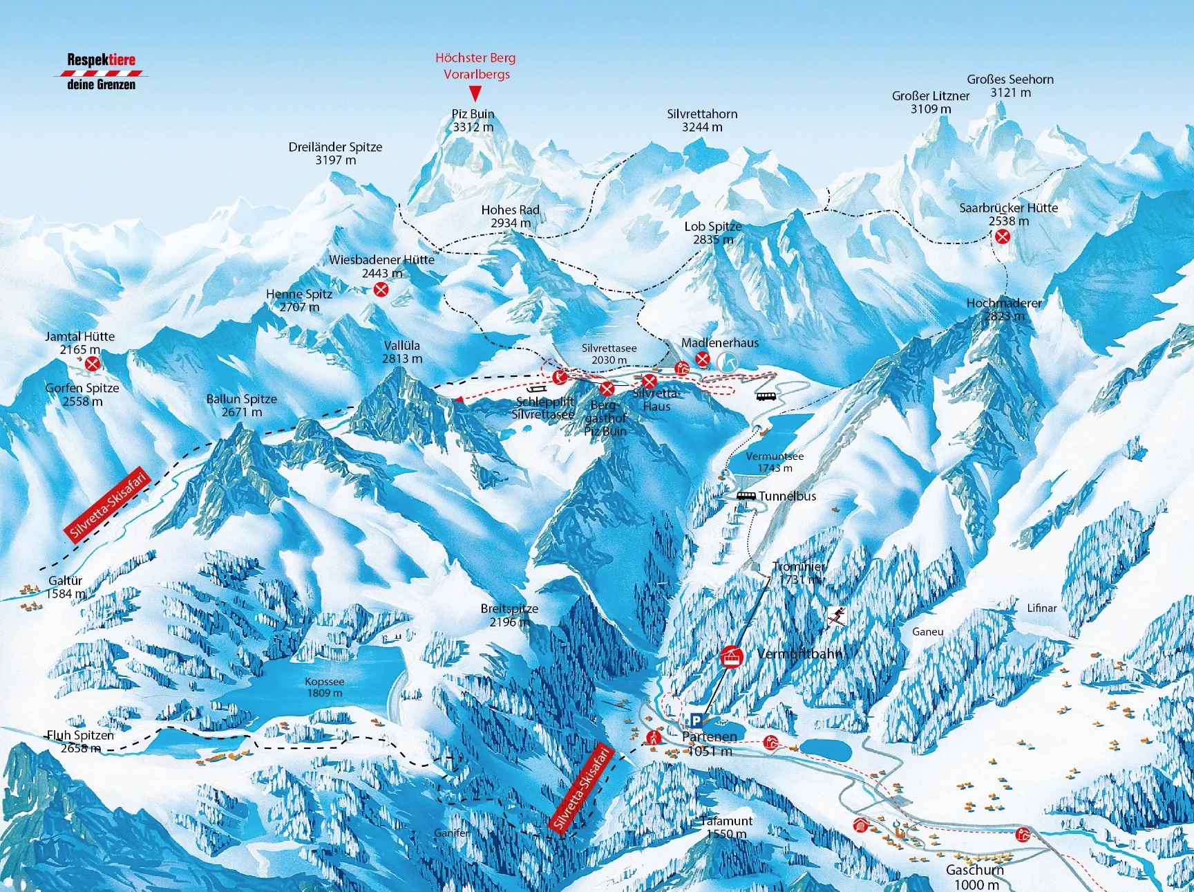 Silvretta Bielerhöhe ski area map