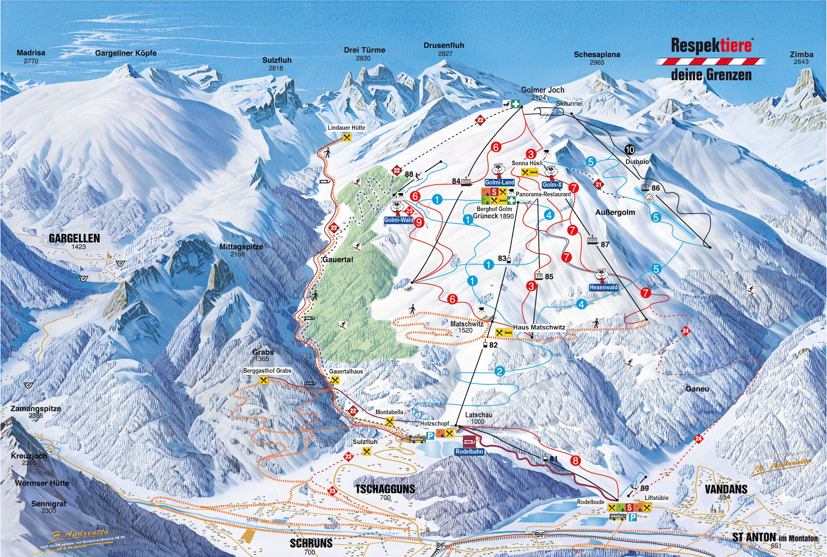 Golm ski area map