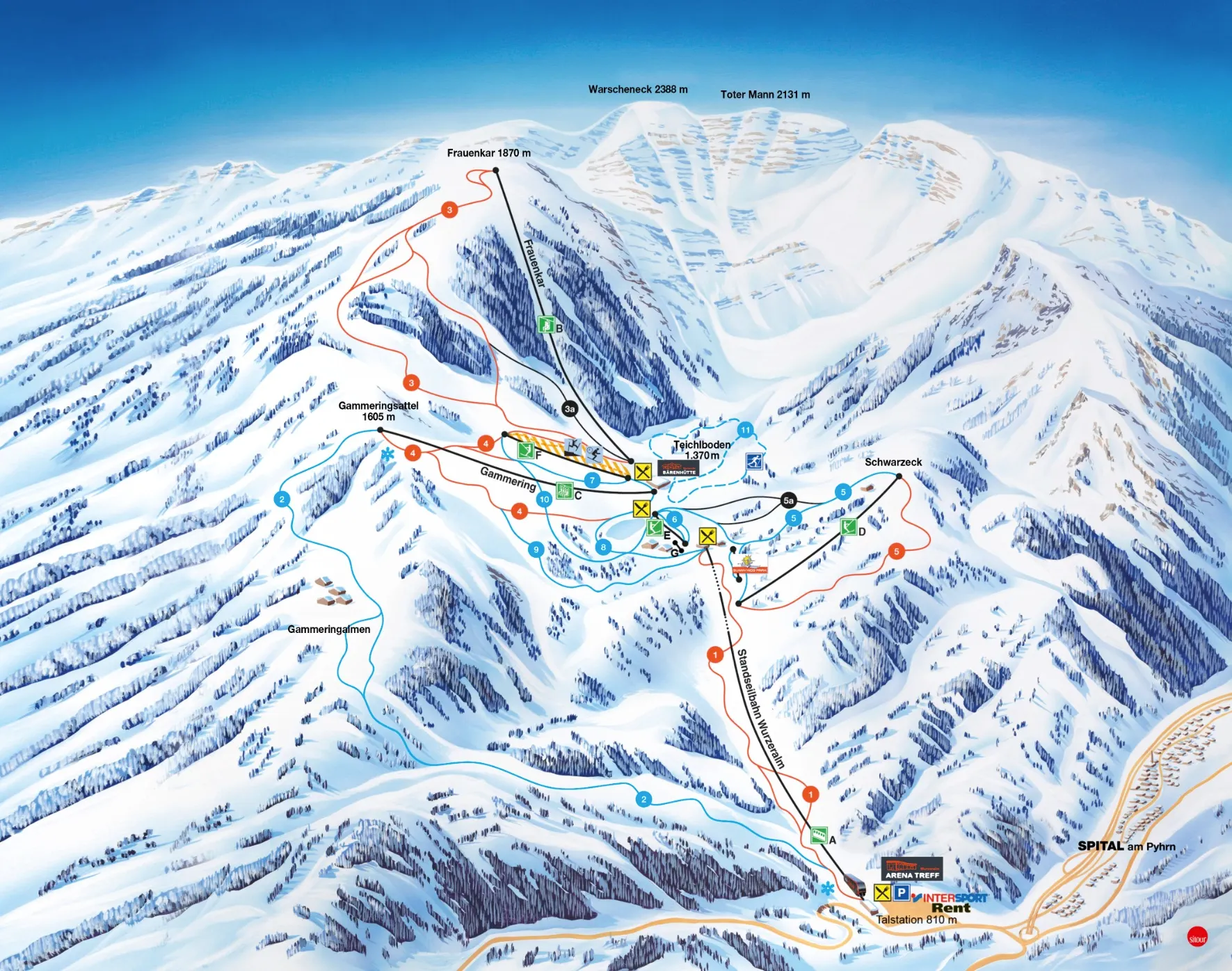 Wurzeralm ski area map