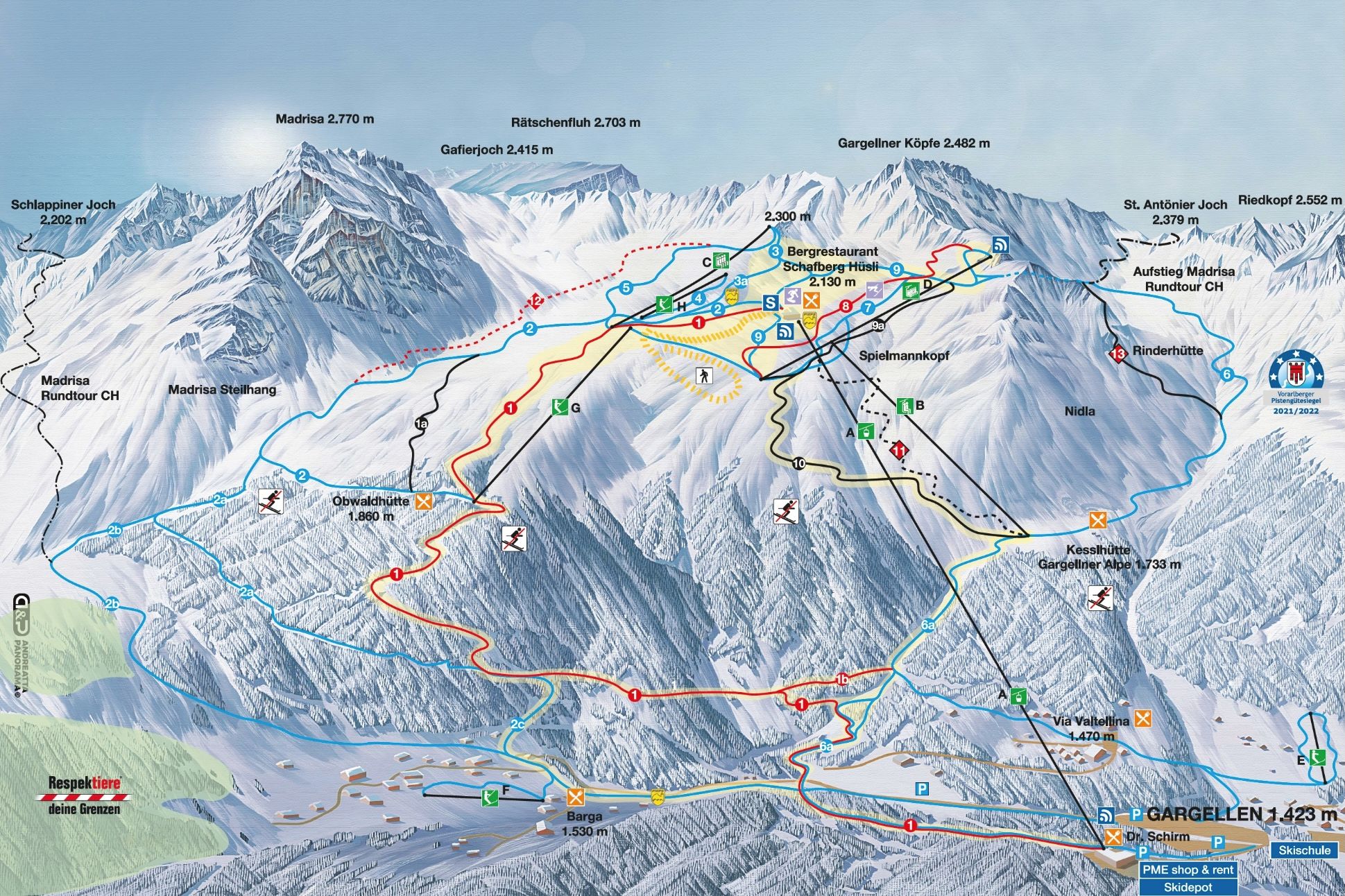 Schafberg Gargellen ski area map