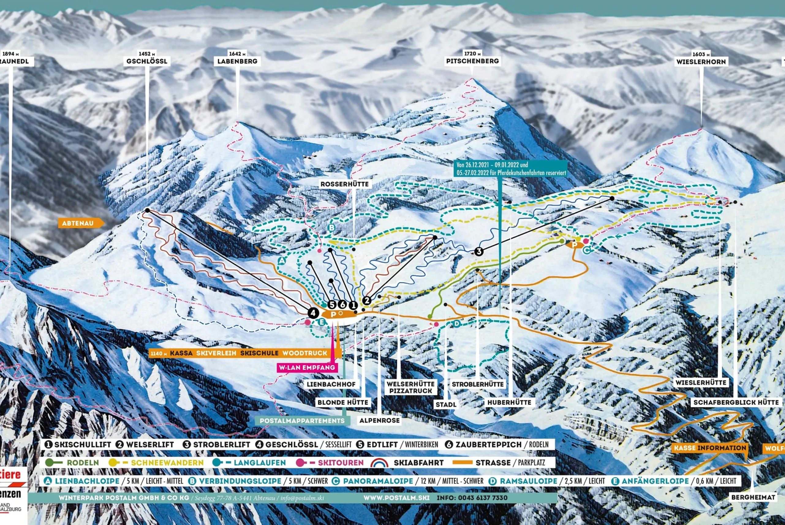 Postalm ski area map