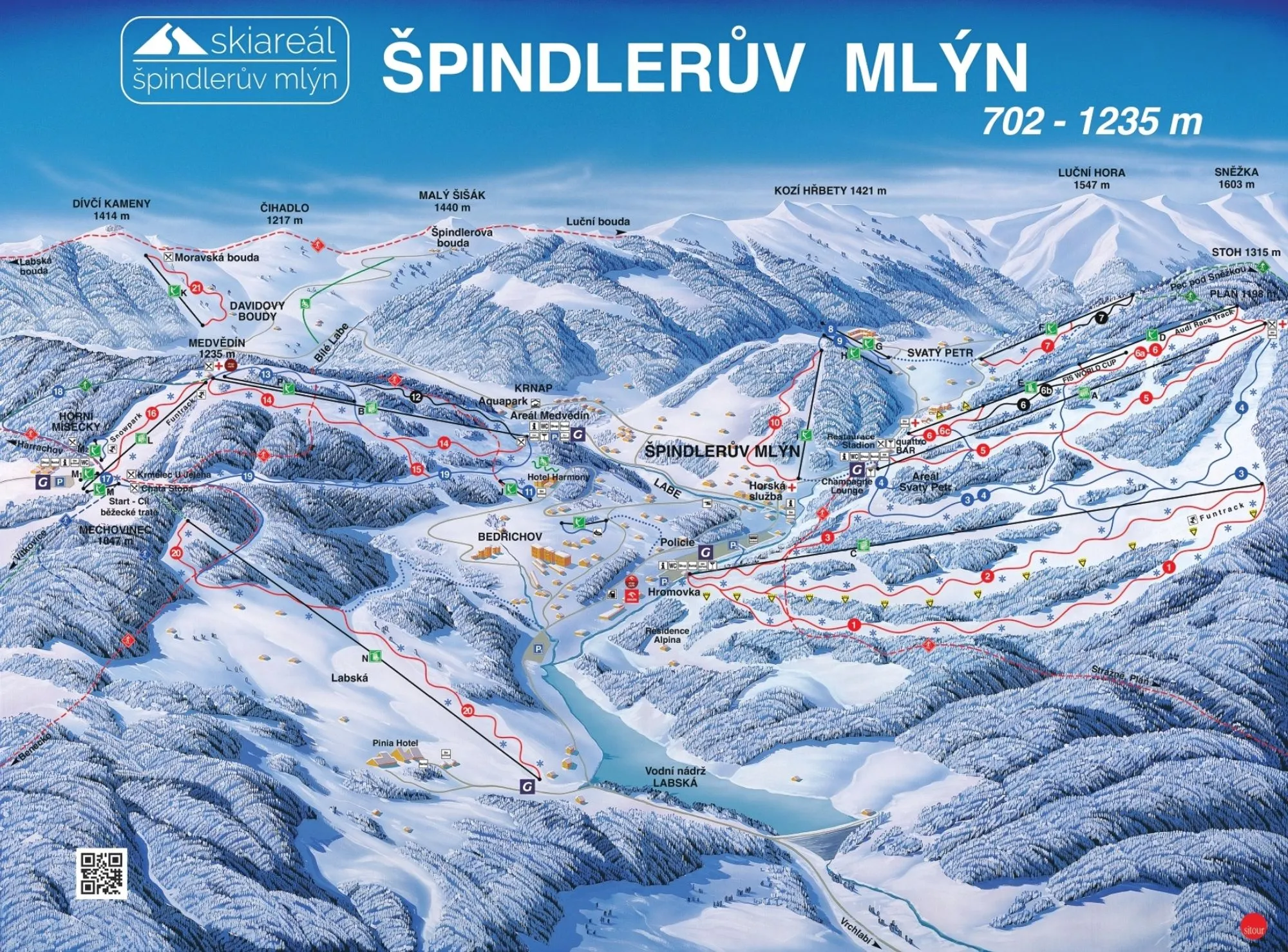 Spindleruv Mlyn ski area map