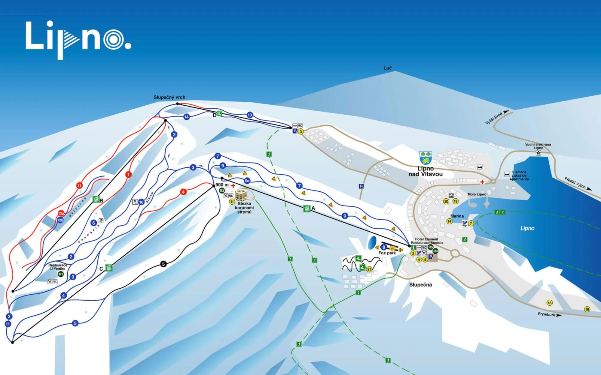 Lipno ski area map