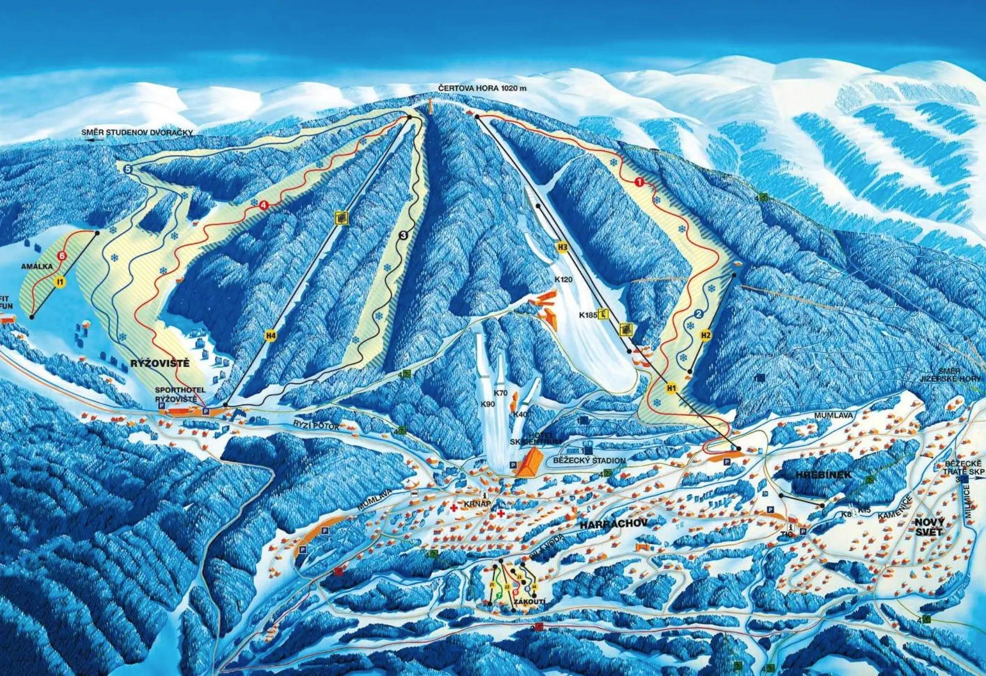 Ski Areal Harrachov ski area map