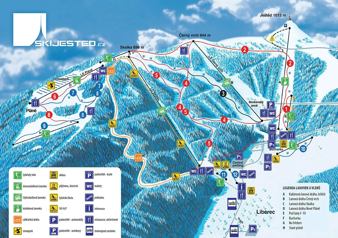 Ski Jested ski area map