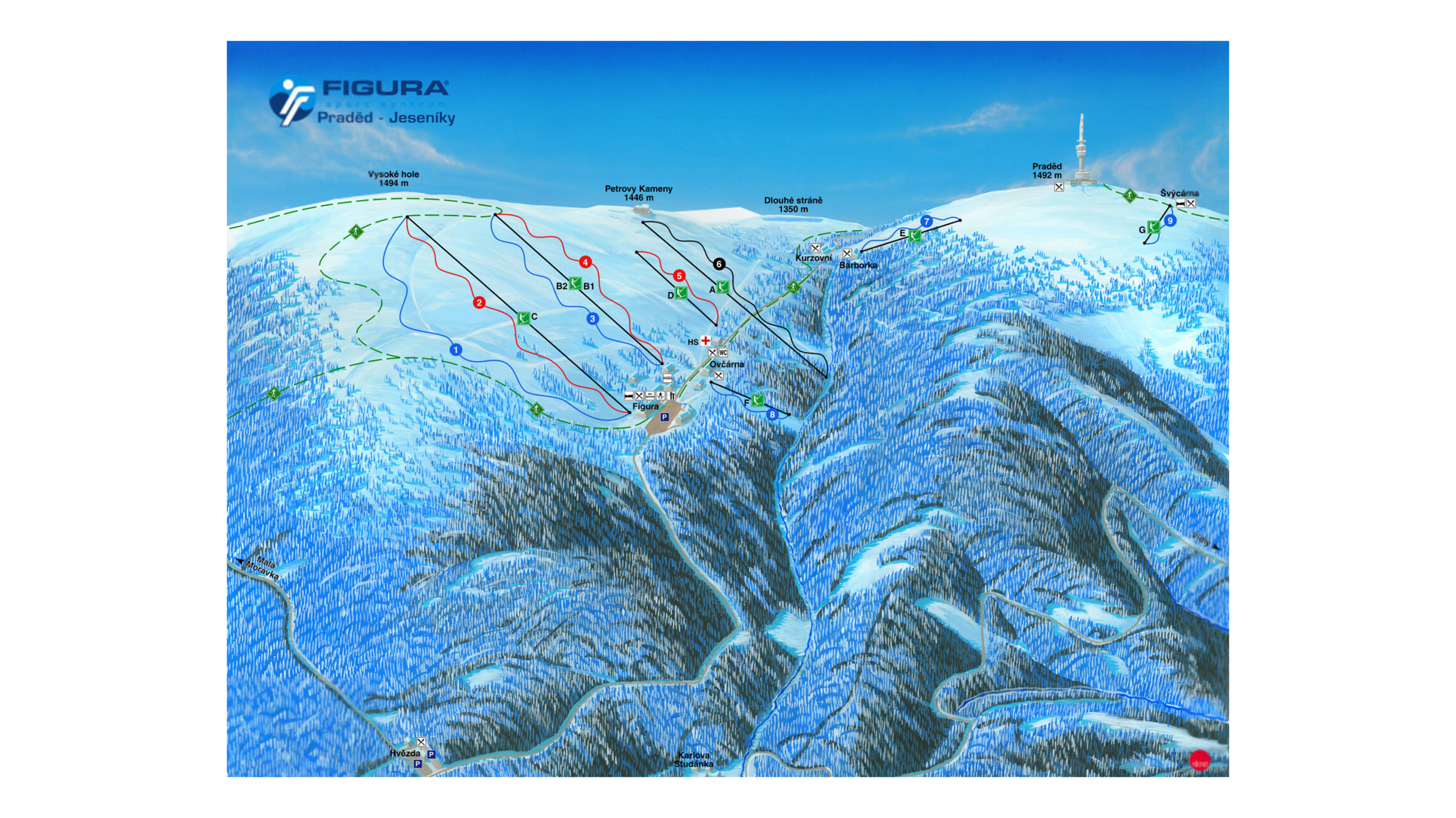 Praděd ski area map