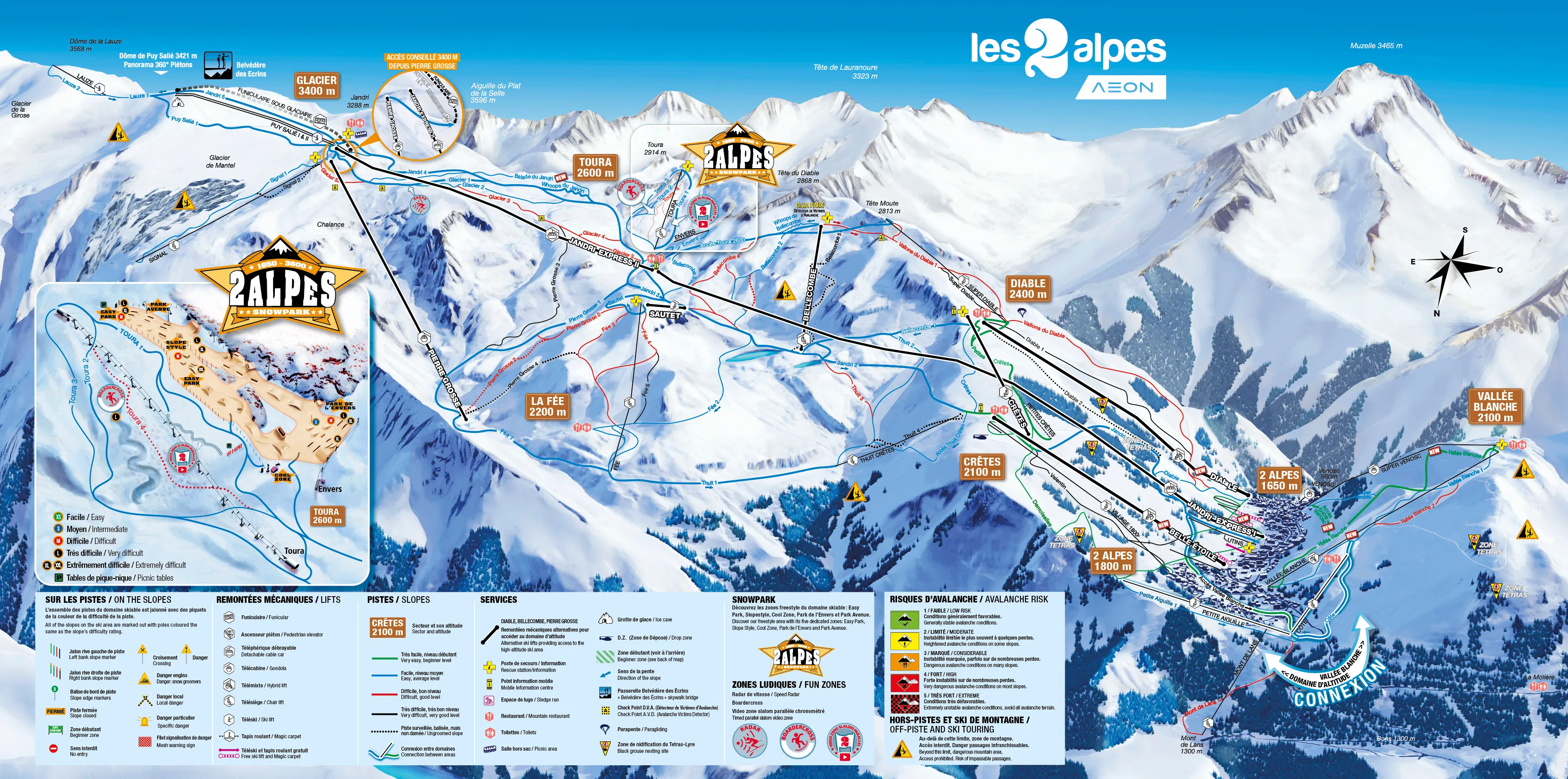 Les 2 Alpes ski area map