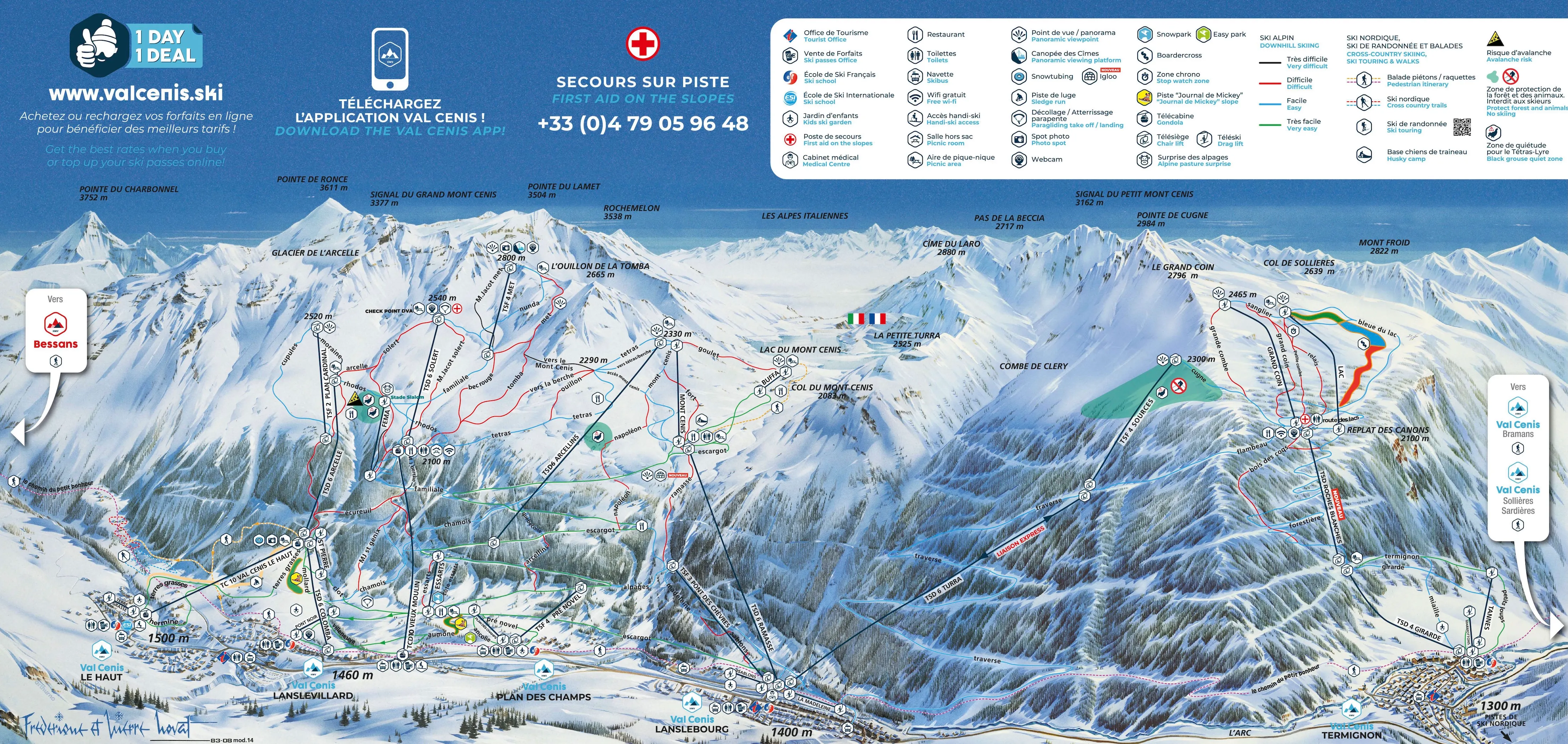 Val Cenis ski area map