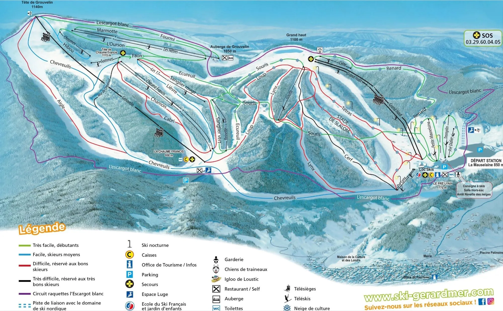 Gérardmer ski area map