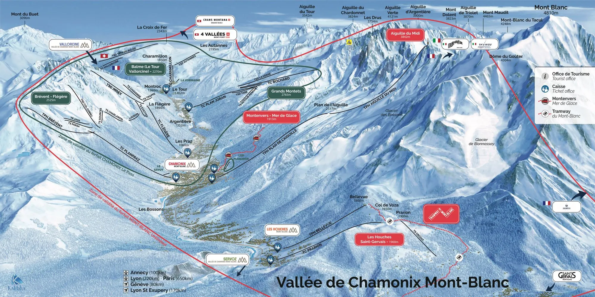 Chamonix Mont Blanc ski area map
