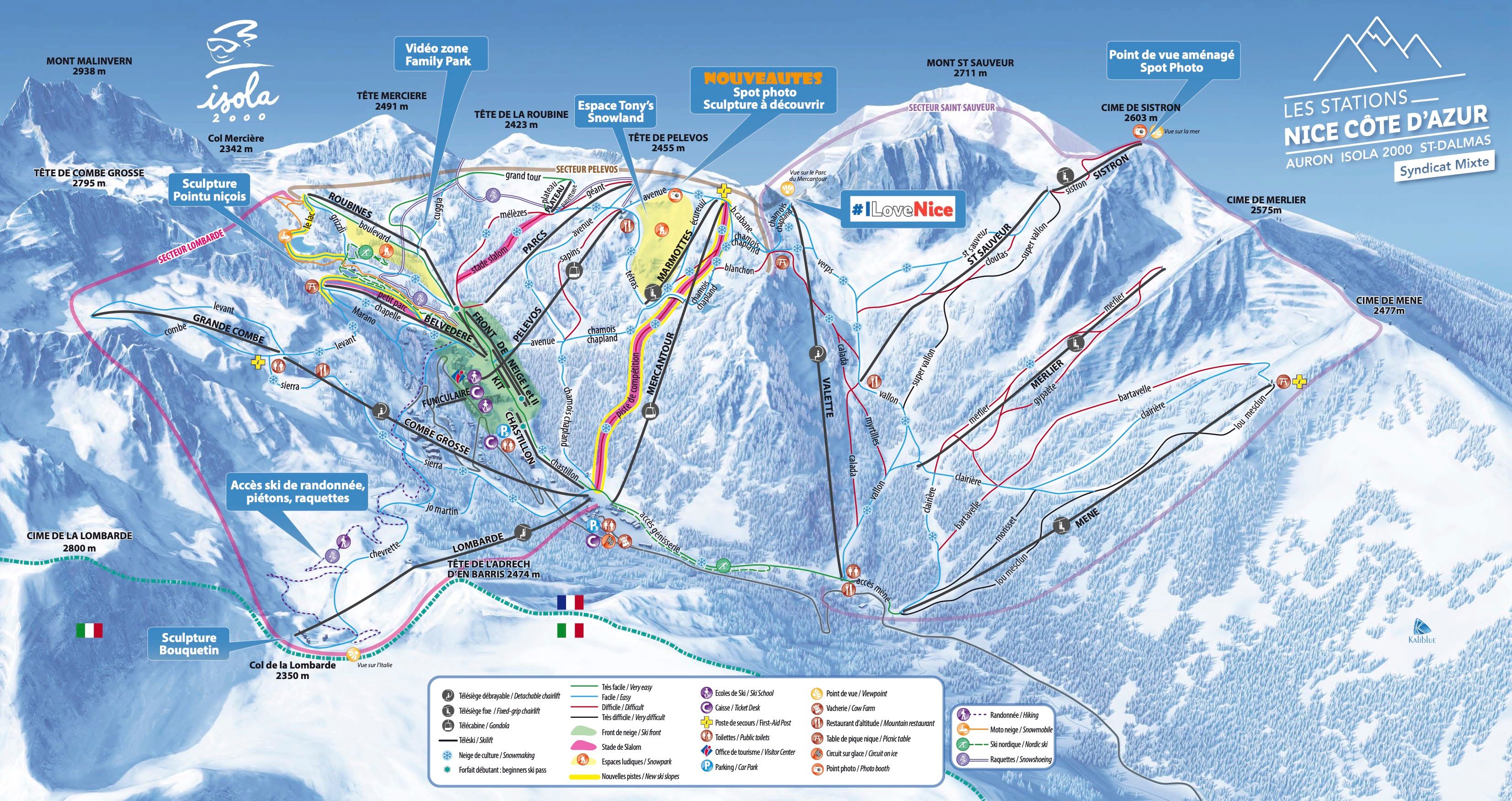 Isola 2000 ski area map