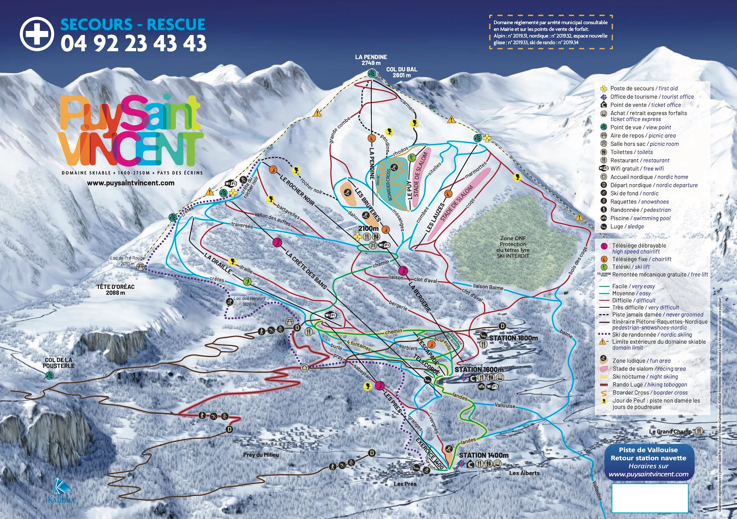 Puy Saint Vincent ski area map