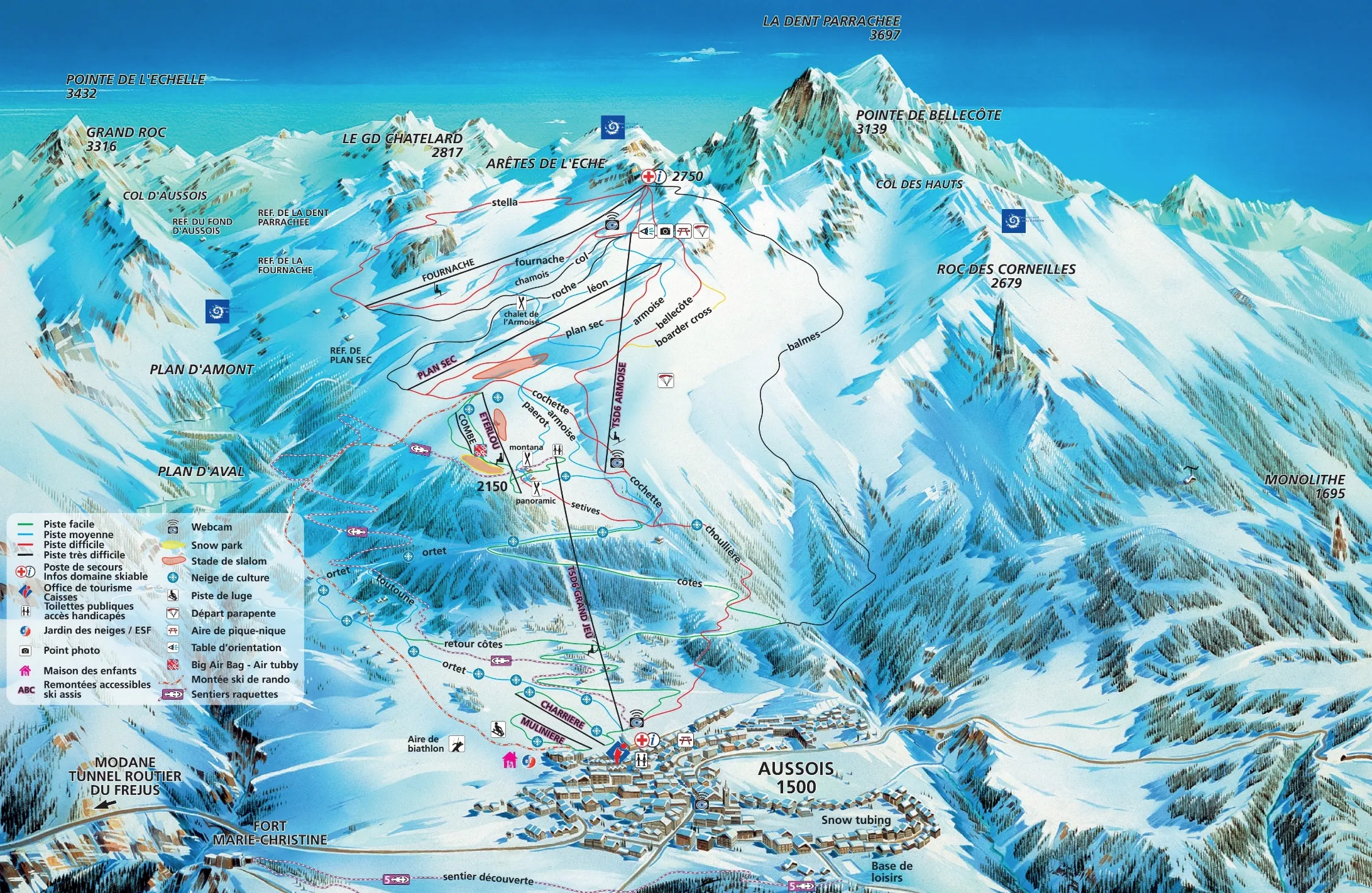 Aussois ski area map