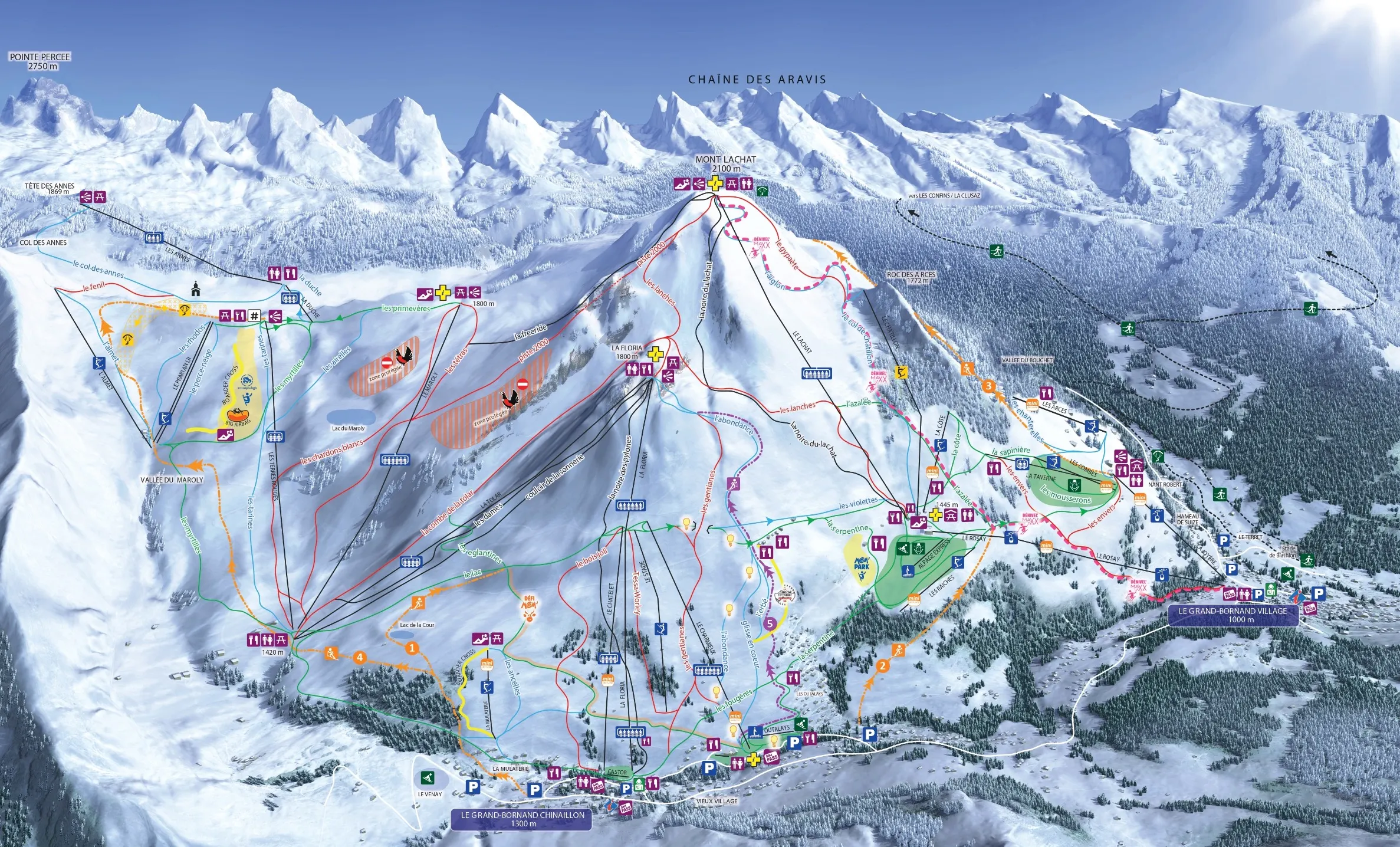 Massif des Aravis ski area map